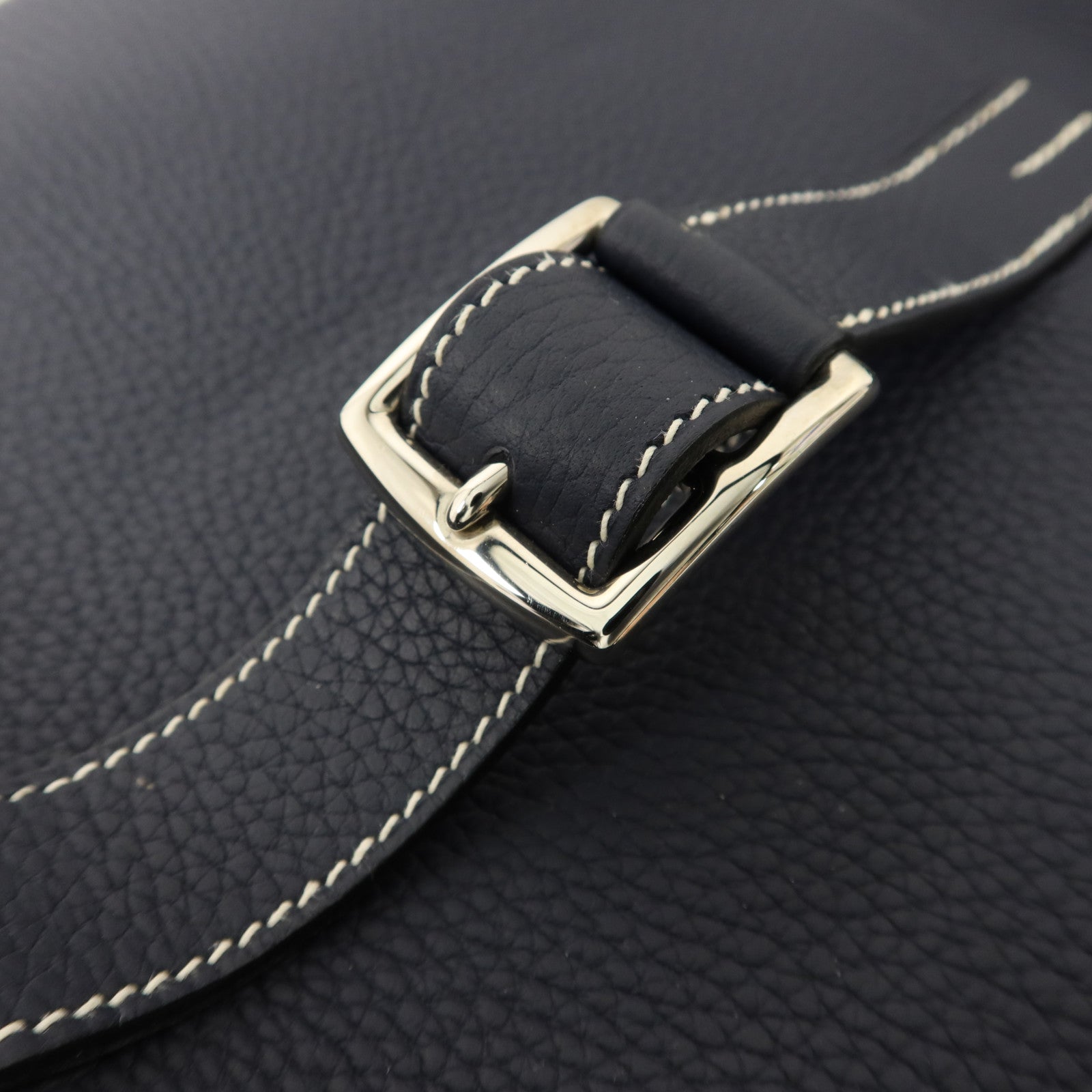 HERMES Clemence皮革Halzan 31手挽肩背兩用袋Bleu Indigo/Bleu Nuit