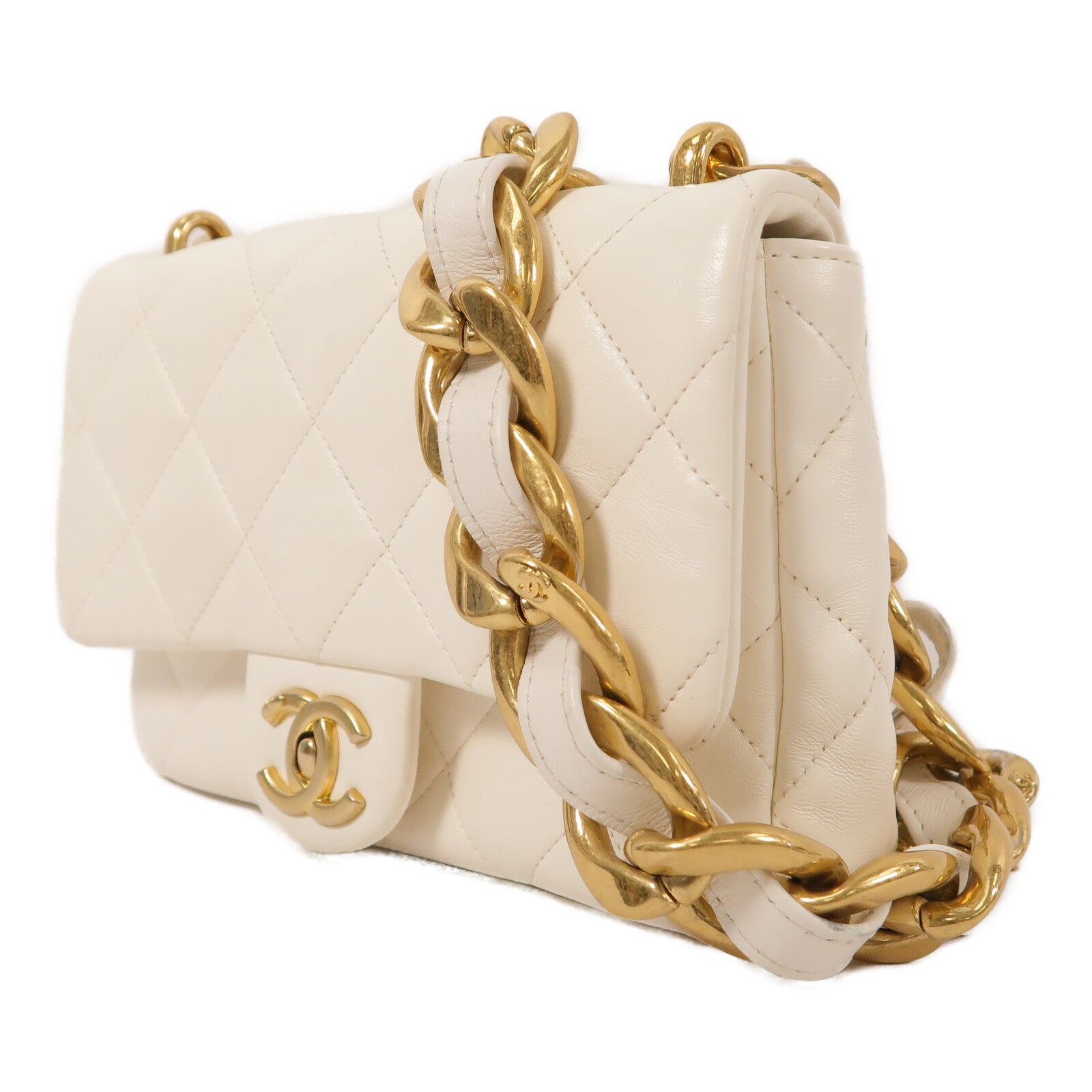 CHANEL 羊皮皮革23P Small Chunky Chain Flap Bag鏈帶肩背袋