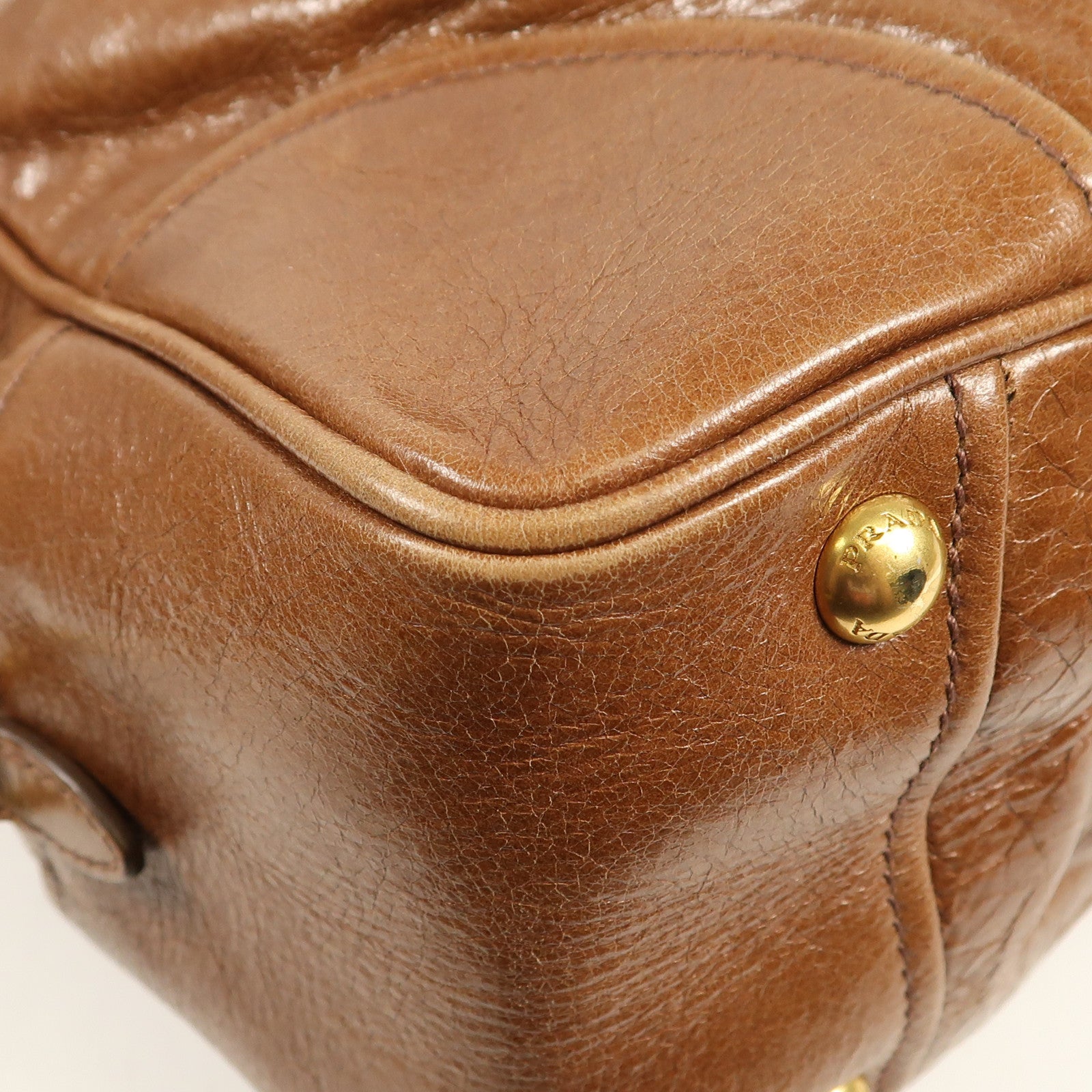 PRADA 牛皮皮革Bauletto Bag金扣手挽肩背兩用袋