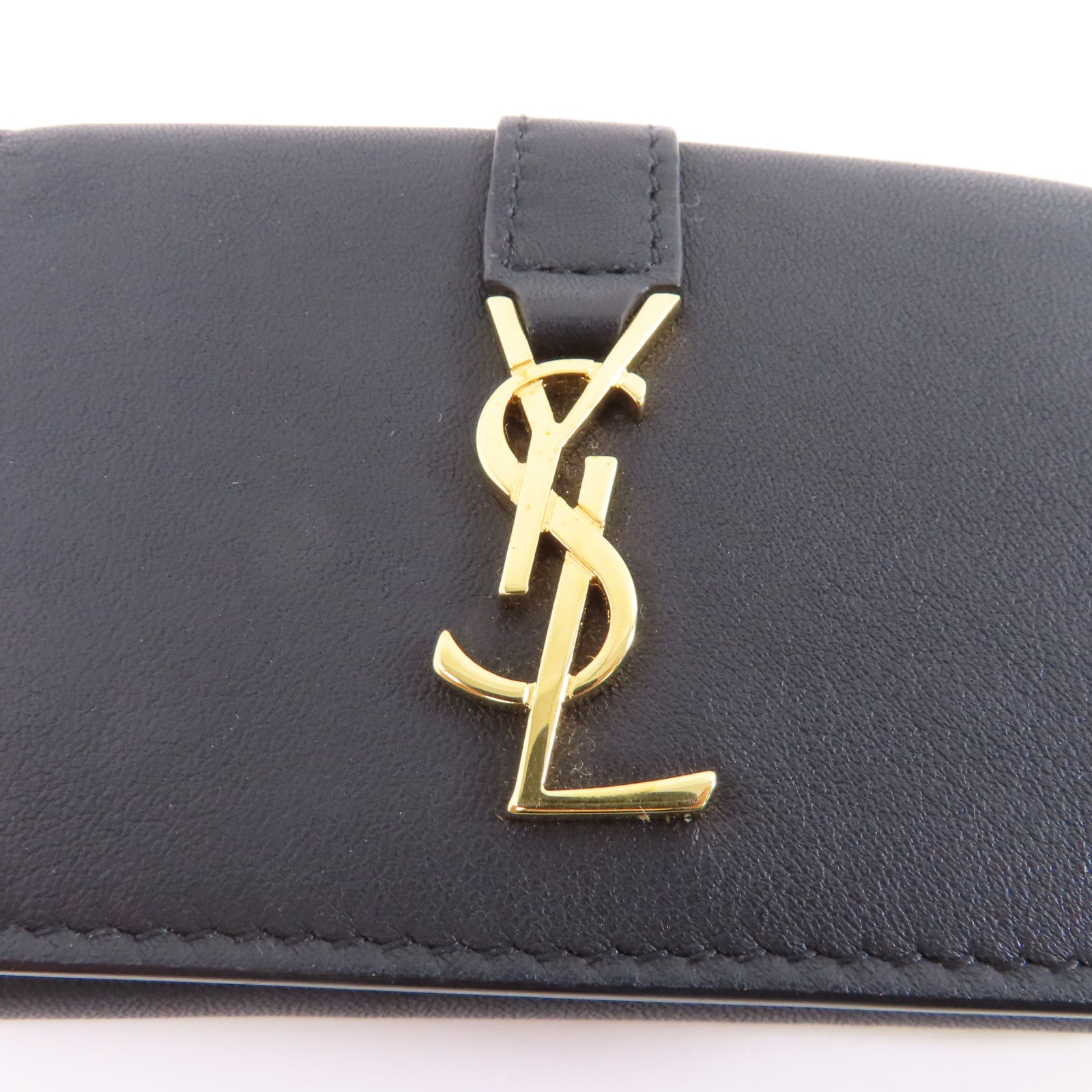 SAINT LAURENT 皮革Compact Wallet皮革錢包黑色