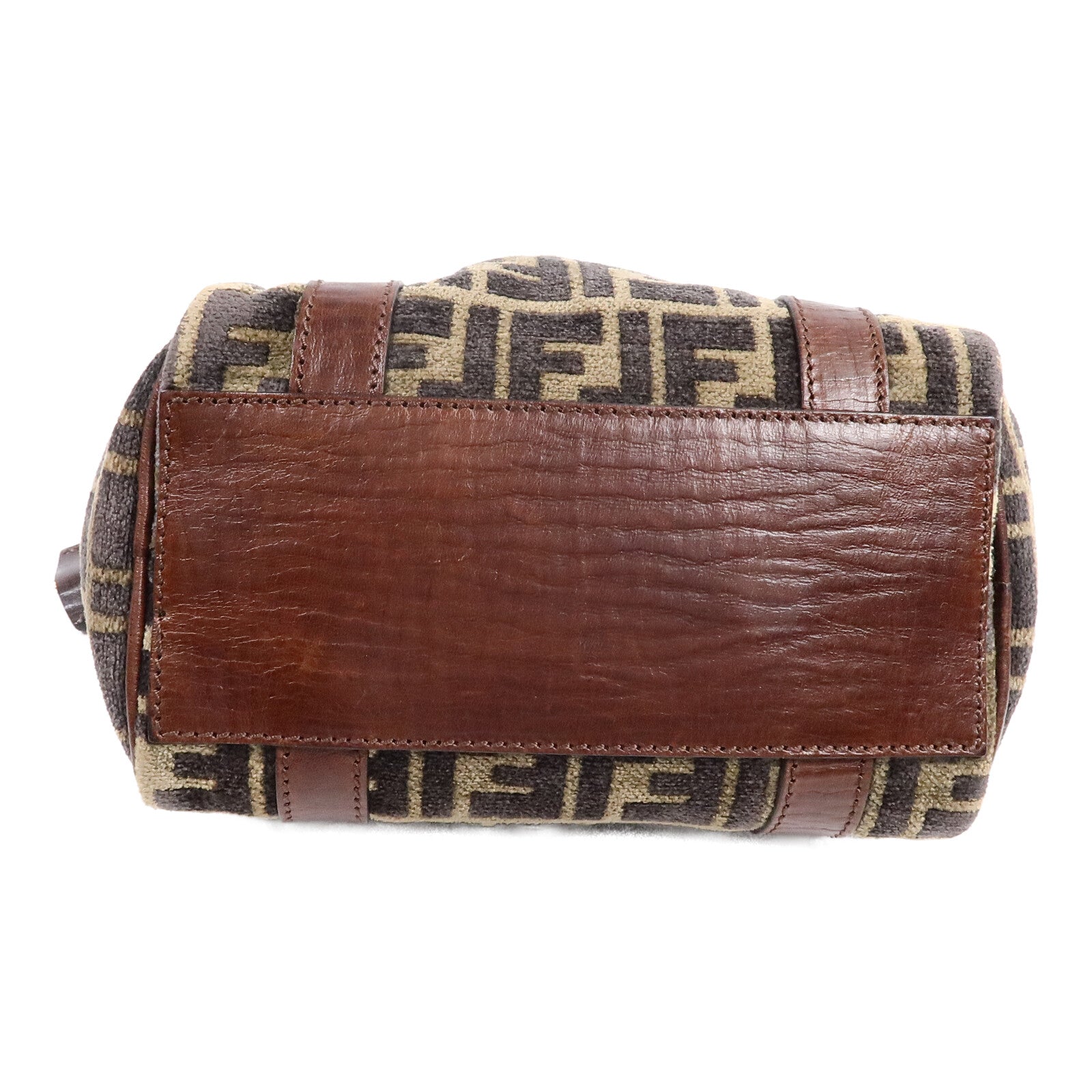 FENDI 天鵝絨Zucca Boston手挽袋