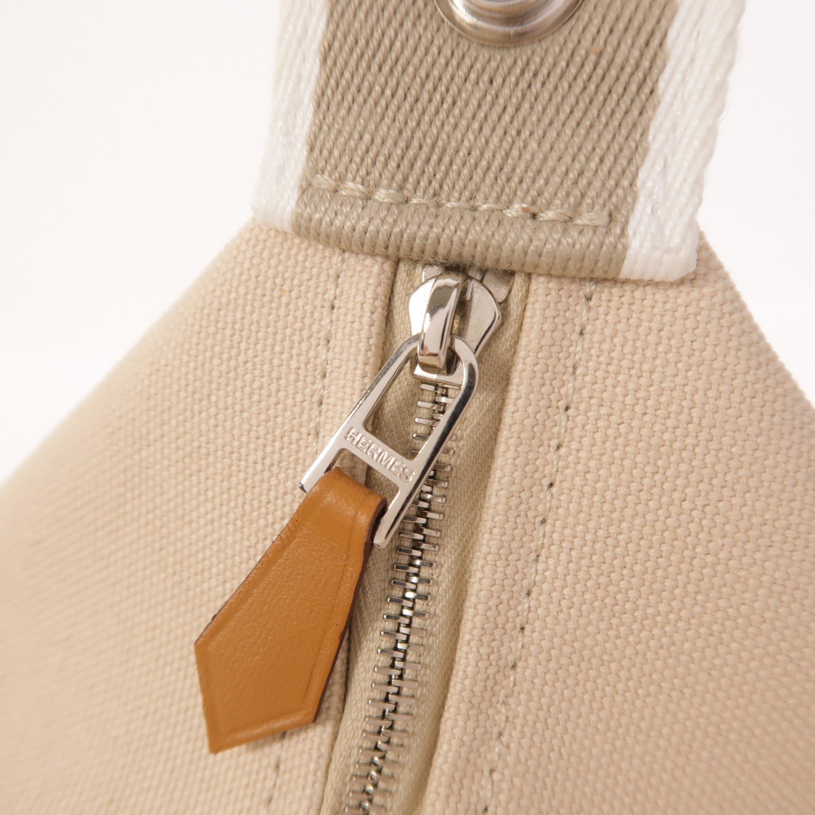 HERMES 帆布Bride A Brac銀扣手挽袋