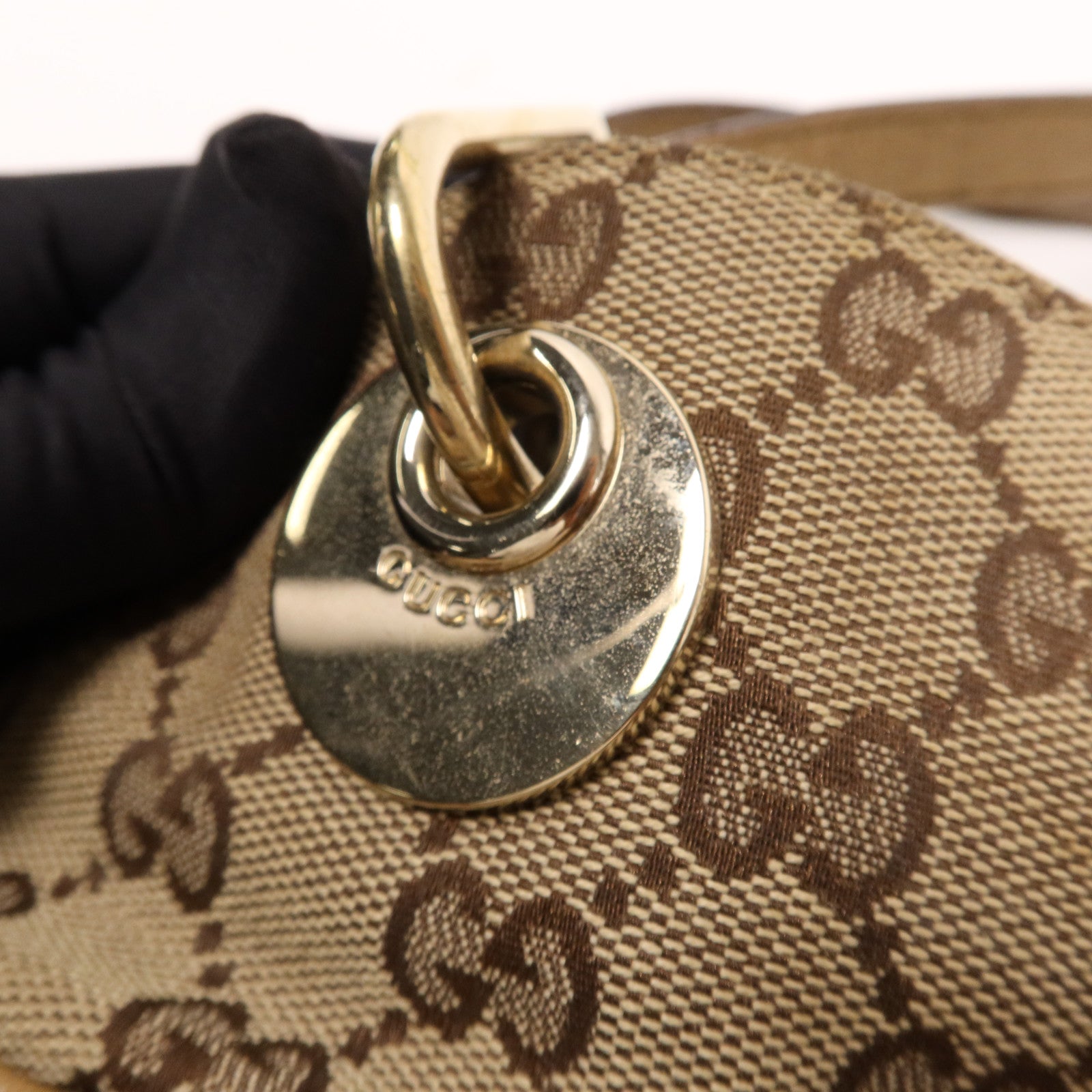 GUCCI 帆布Shoulder Bag金扣肩背袋