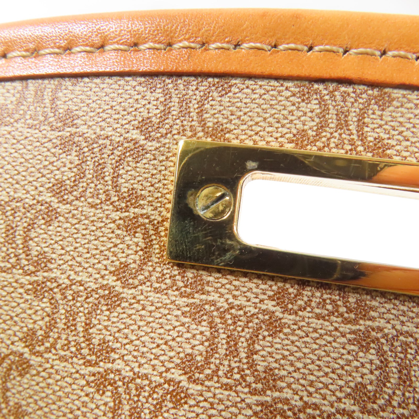 CELINE 塗層帆布Shoulder Bag金扣肩背袋棕色
