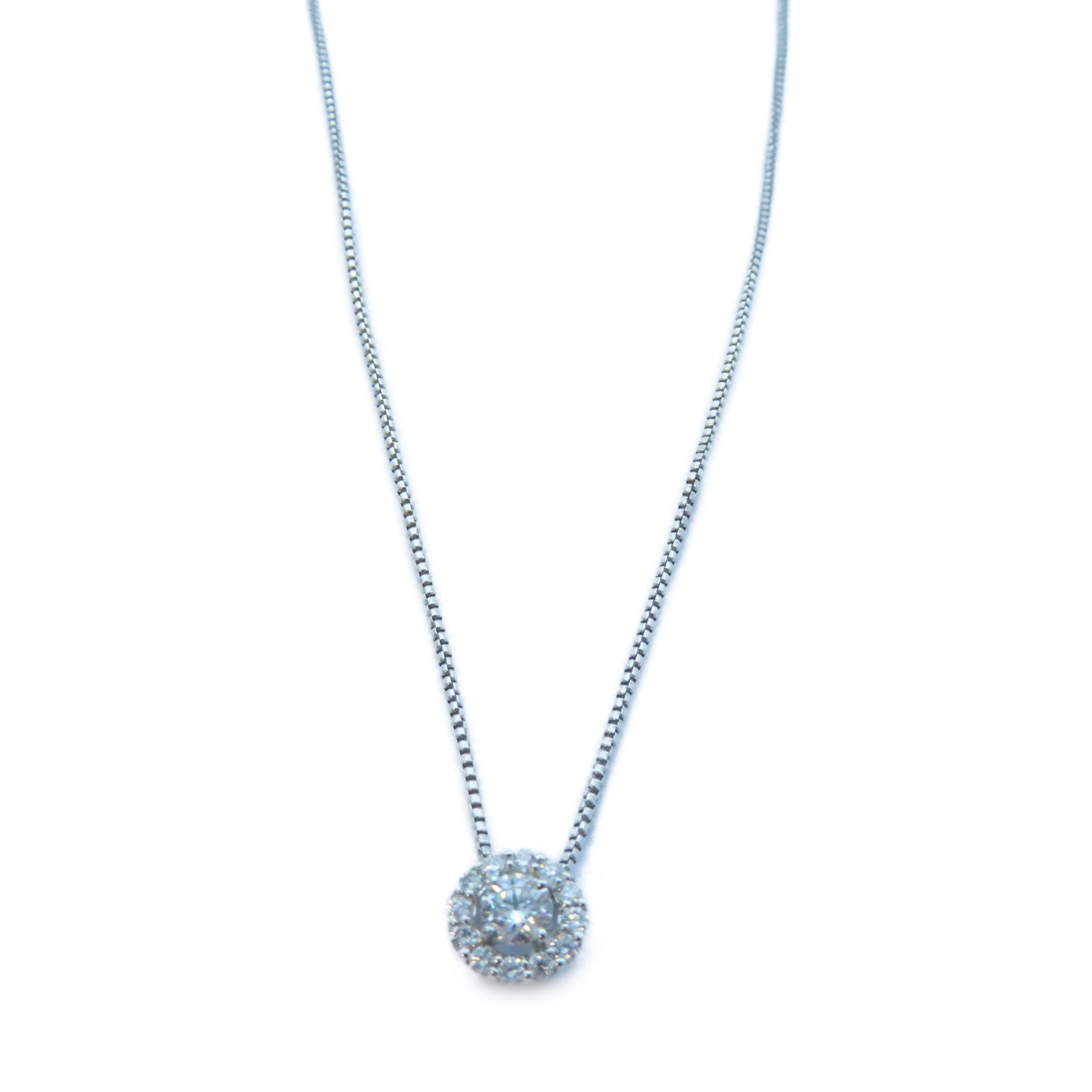 JEWELRY 【激減優惠】PT900白金/18K白金Diamond Necklace 0.166ct/0.10ct鑽石項鍊#44cm