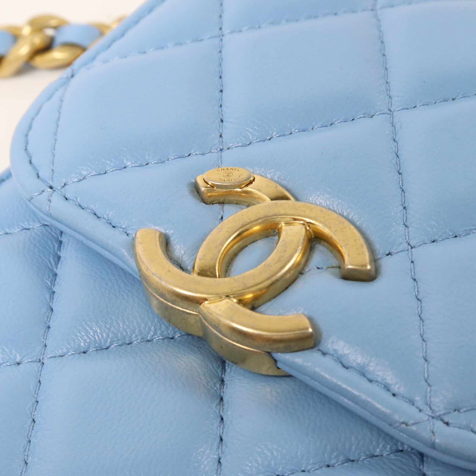 CHANEL 羊皮皮革Phone Holder with Chain鏈帶肩背袋
