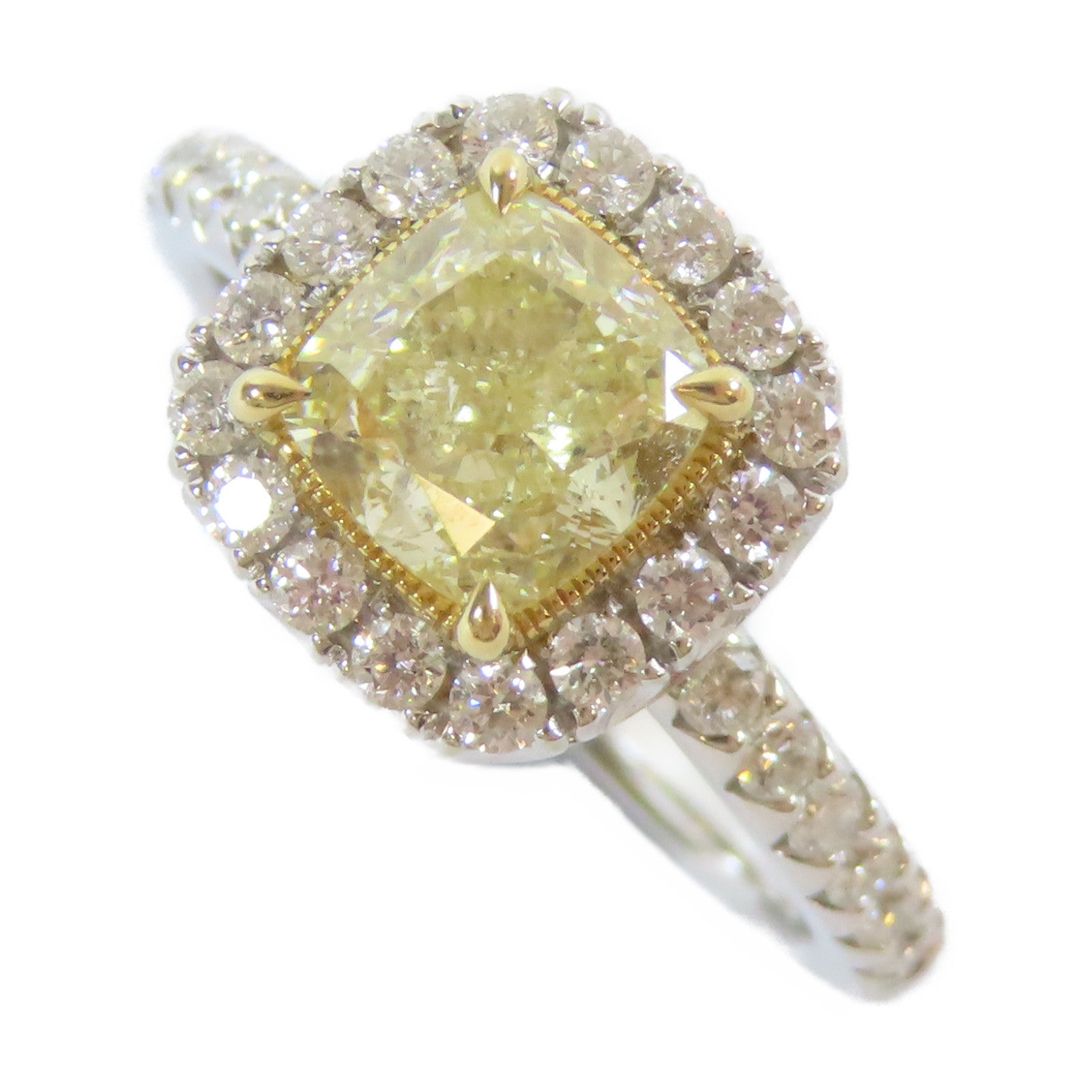 JEWELRY 18K白金Yellow Diamond Ring1.28ct鑽石戒指US#5.5