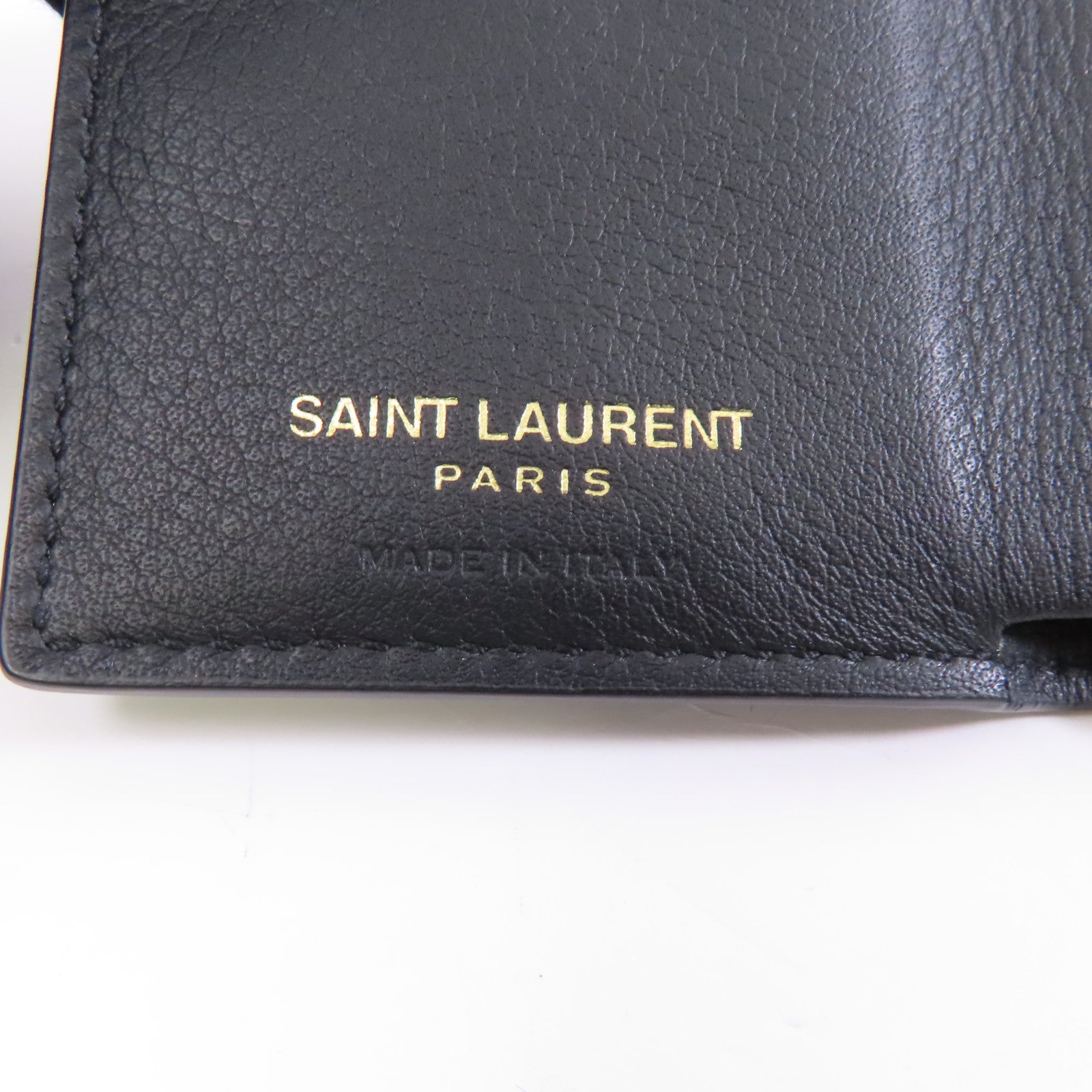 SAINT LAURENT 皮革Compact Wallet皮革錢包黑色