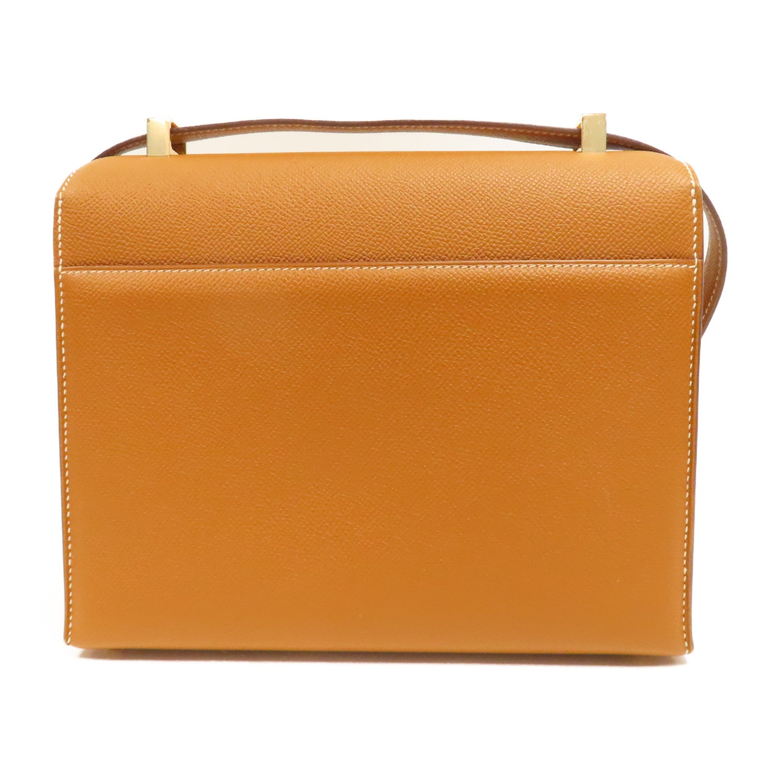 HERMES Epsom皮革Verrou 21金扣肩背袋Gold/啡色