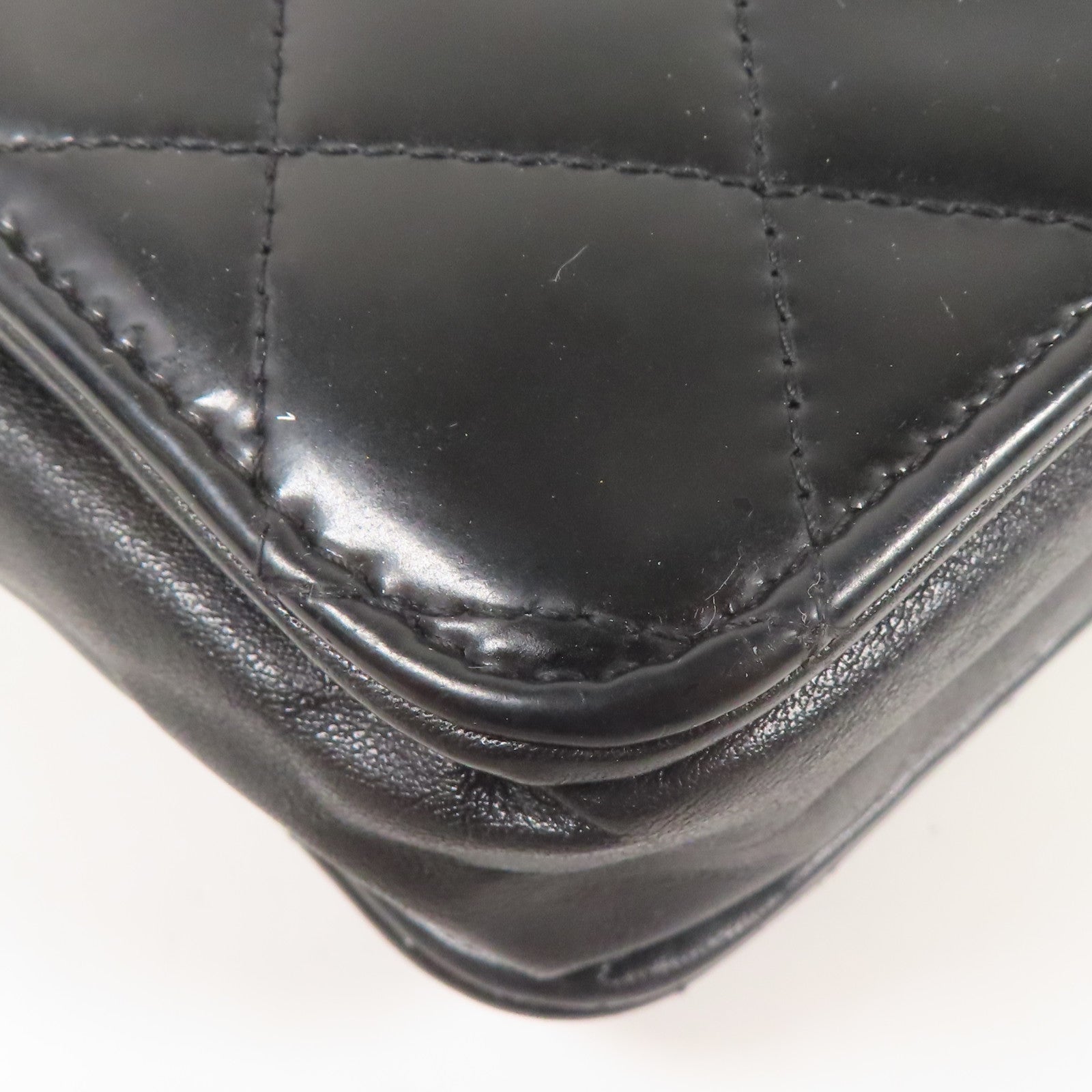 CHANEL 漆皮皮革WOC Wallet On Chain銀扣鏈帶肩背袋