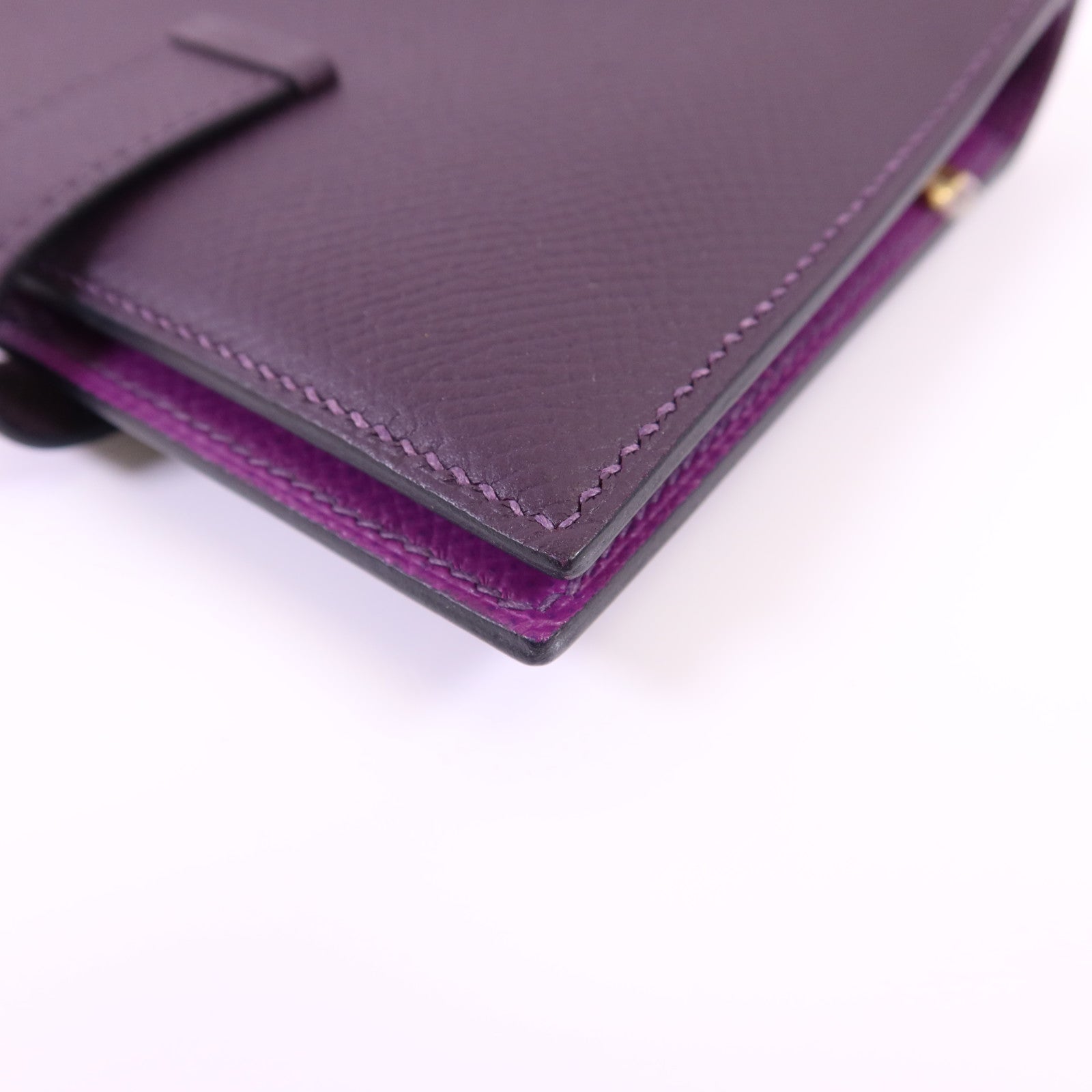 HERMES Epsom皮革Bearn Bifold Wallet金扣錢包Raisin/Anemone