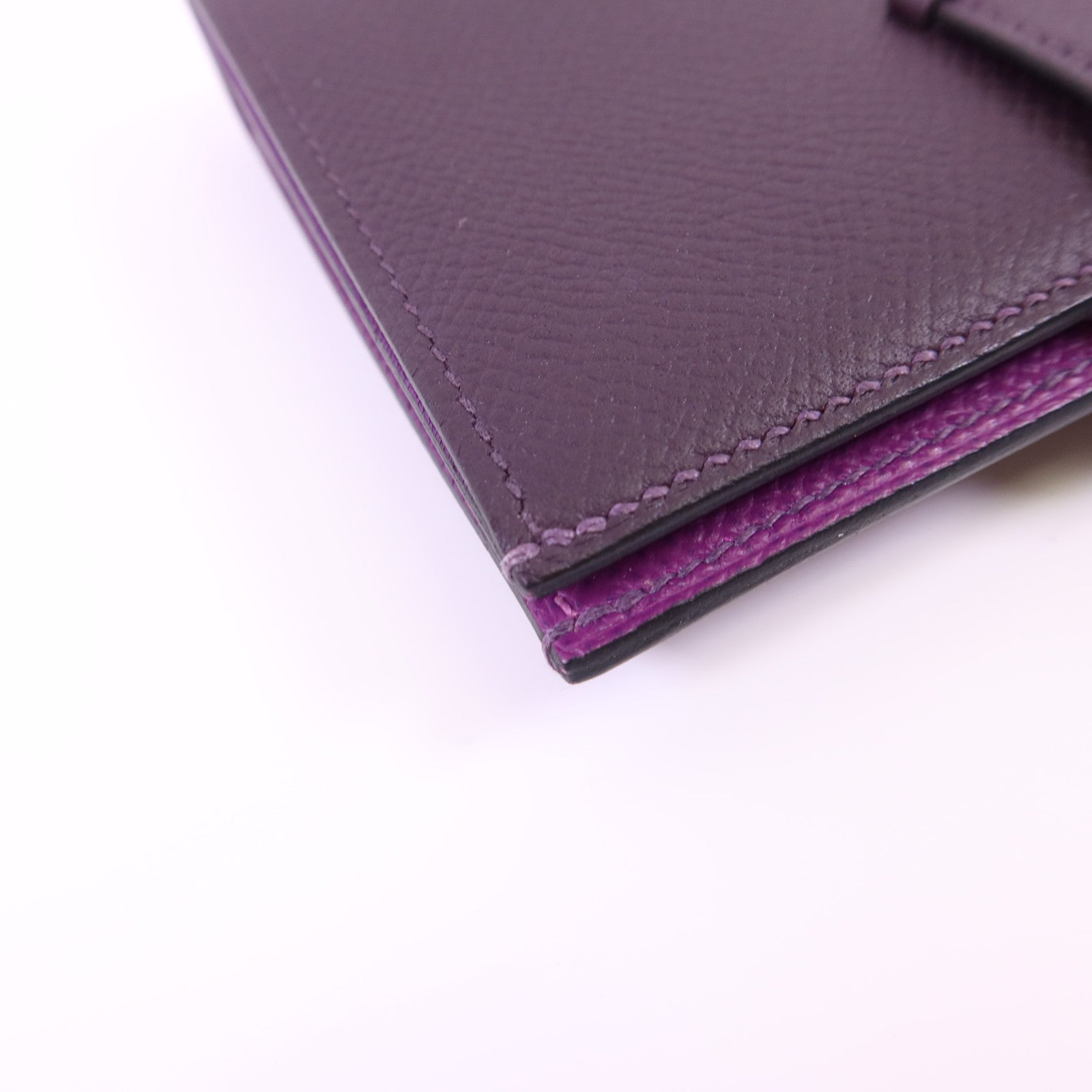 HERMES Epsom皮革Bearn Bifold Wallet金扣錢包Raisin/Anemone