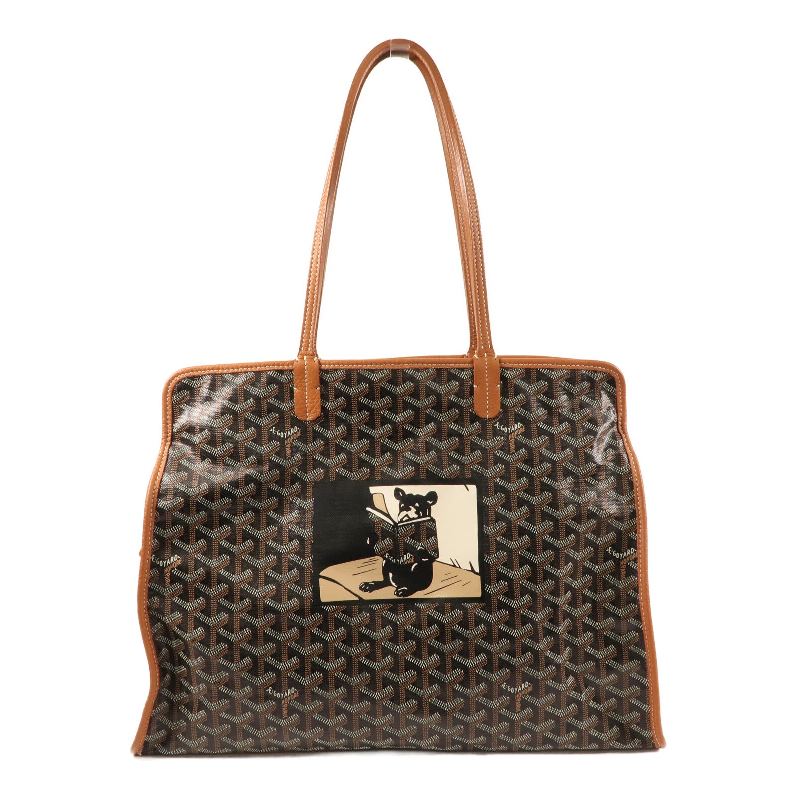 GOYARD 塗層帆布Hardy PM銀扣手挽袋
