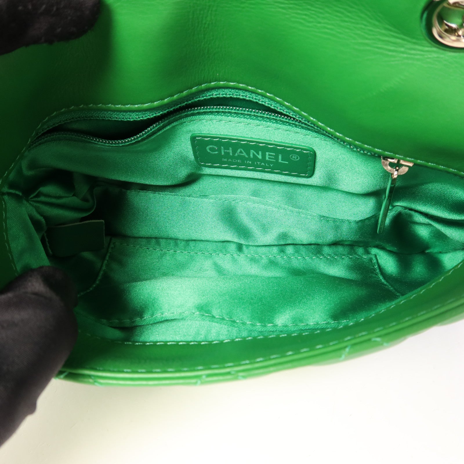 CHANEL 羊皮皮革Chain Shoulder Bag銀扣鏈帶肩背袋