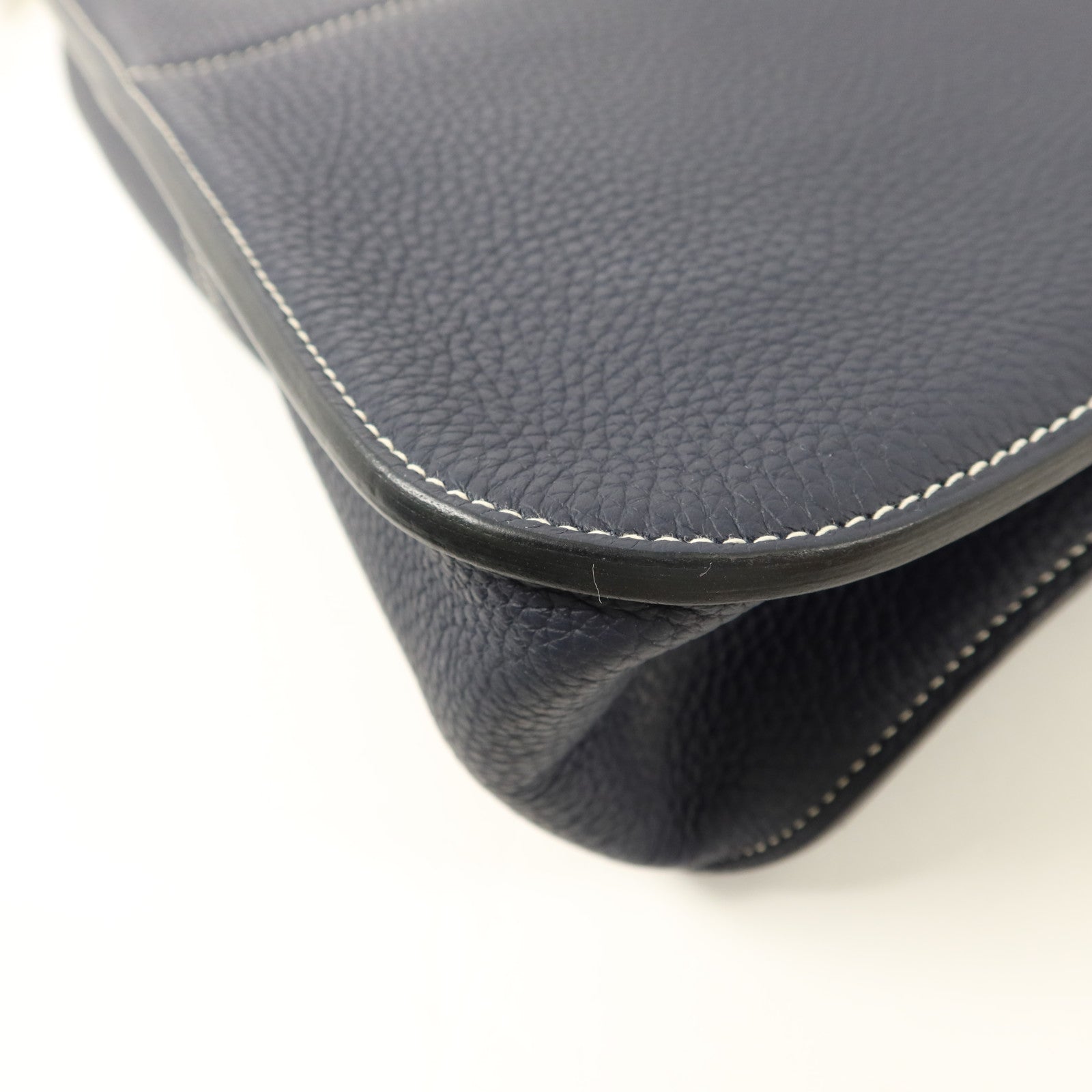 HERMES Clemence皮革Halzan 31手挽肩背兩用袋Bleu Indigo/Bleu Nuit