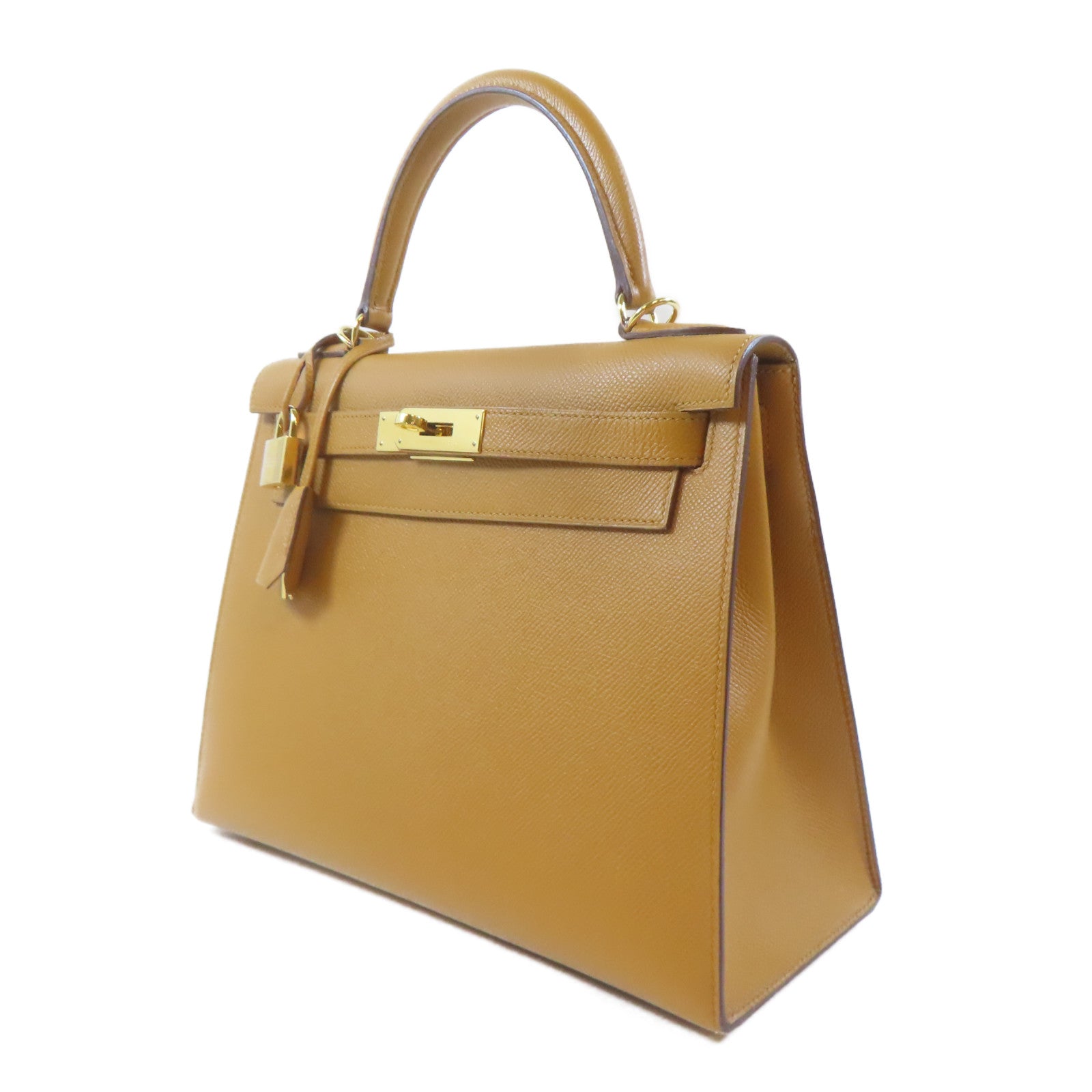 HERMES Epsom皮革Kelly 28金扣手挽肩背兩用袋Caramel/啡色