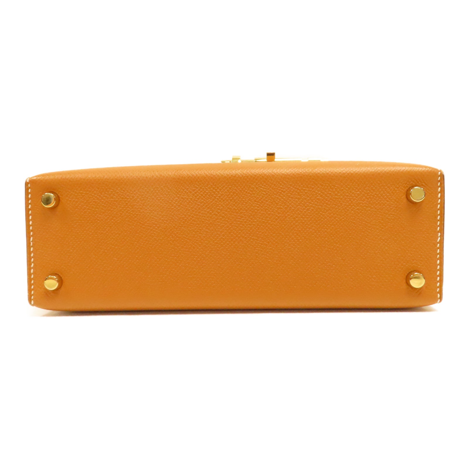 HERMES Epsom皮革Verrou 21金扣肩背袋Gold/啡色