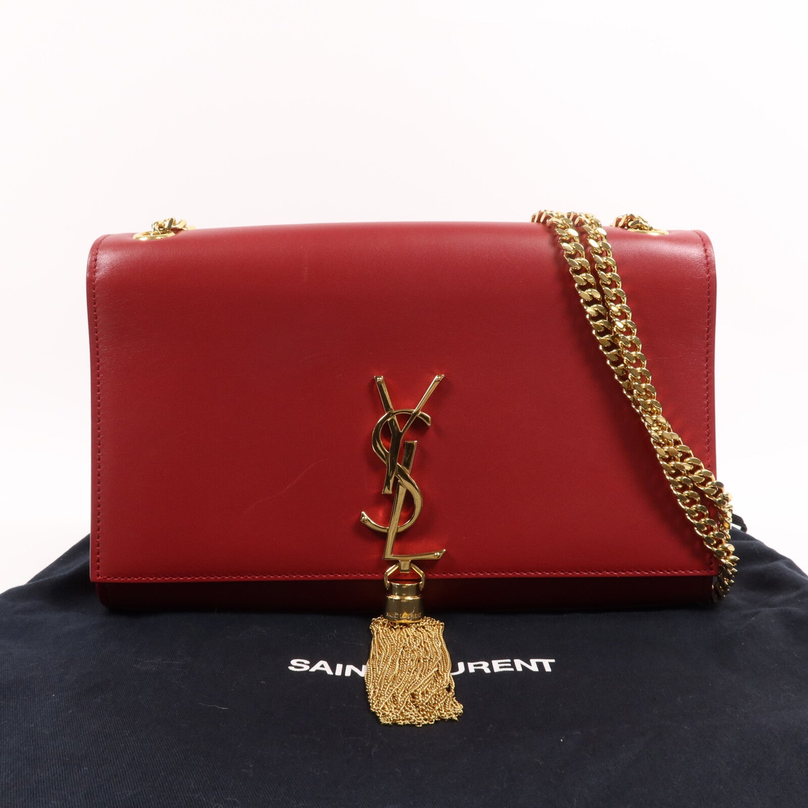 YVES SAINT LAURENT 牛皮皮革Kate Tassel金扣鏈帶肩背袋