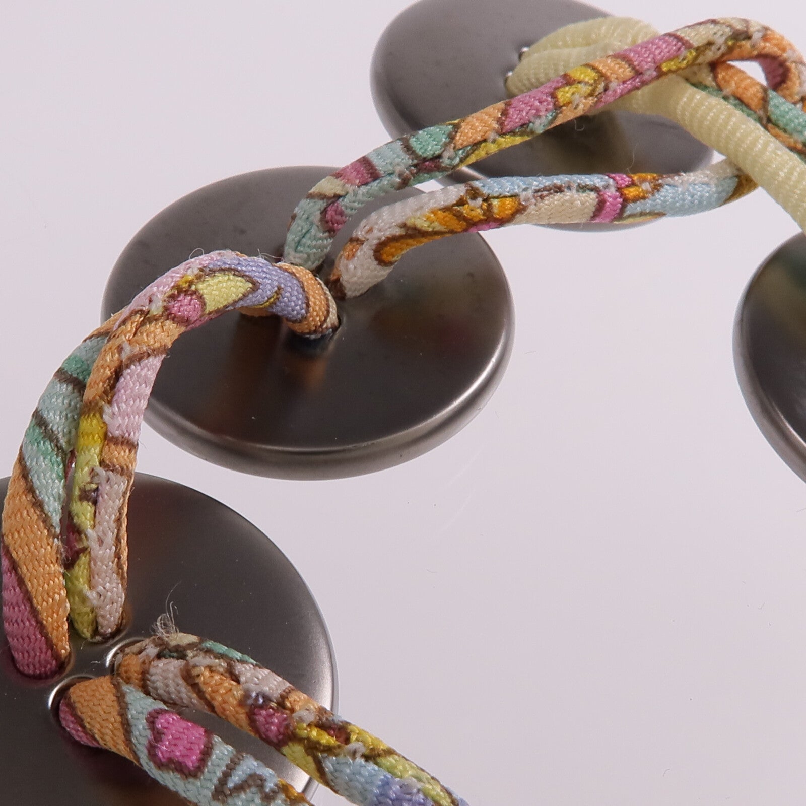 HERMES 絲質/金屬Petit H Button Bracelet手帶