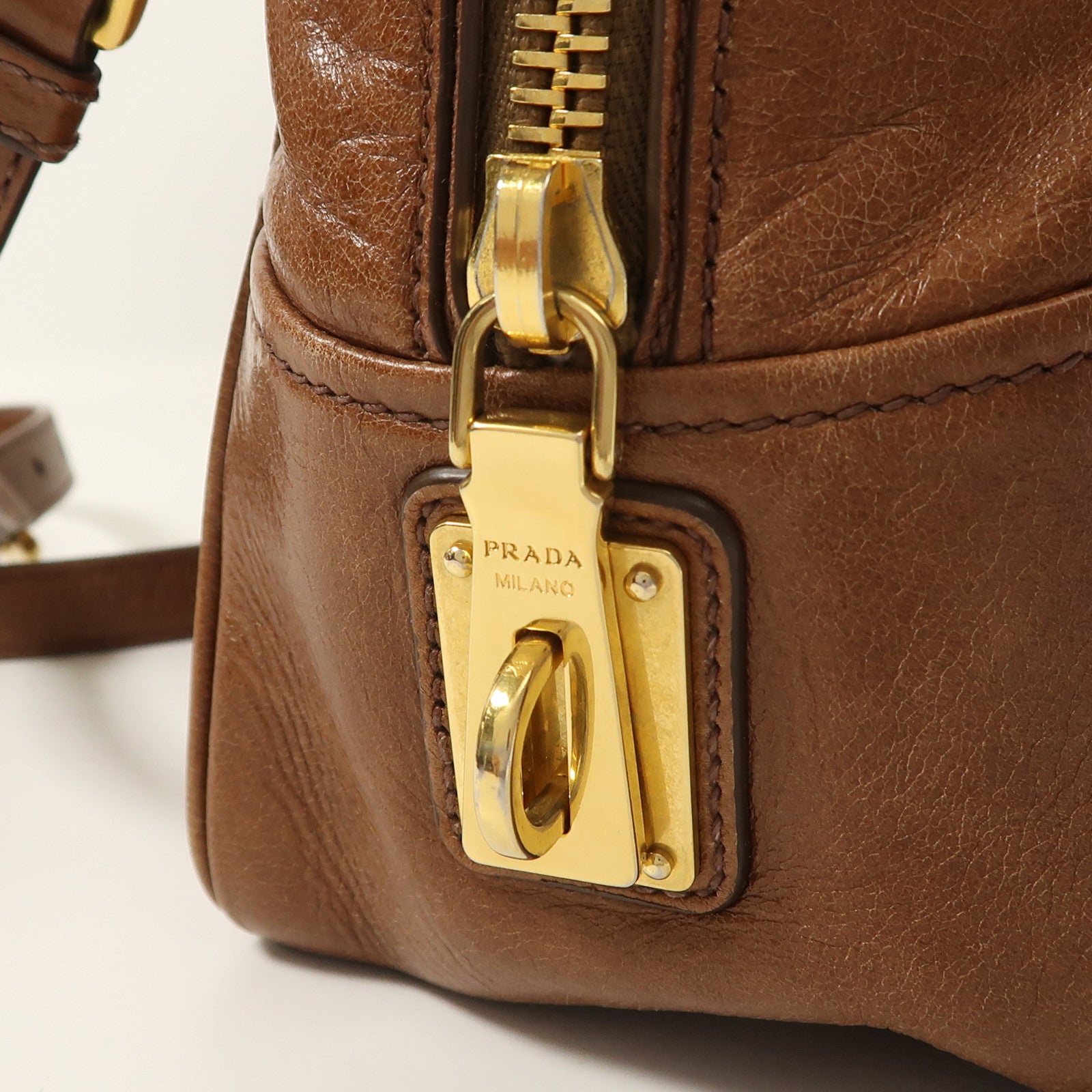 PRADA 牛皮皮革Bauletto Bag金扣手挽肩背兩用袋