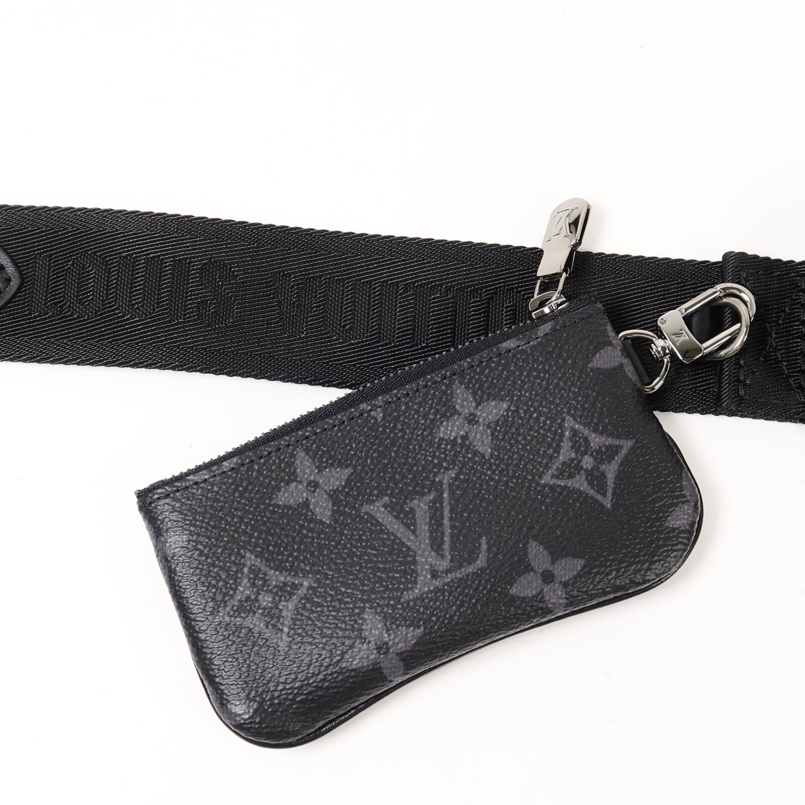 LOUIS VUITTON Monogram Eclipse Reverse Trio Messenger肩背袋灰色