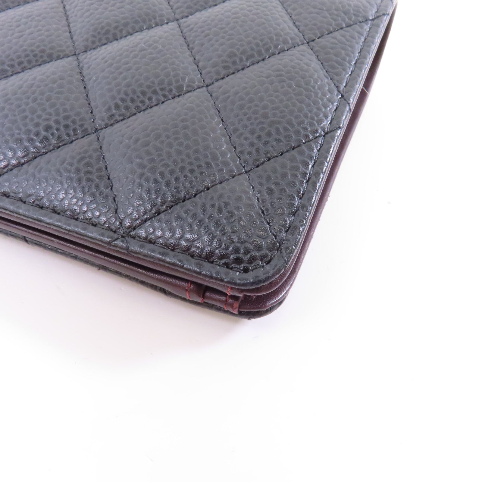 CHANEL 菱格Caviar皮革Long Wallet金扣長錢包黑色