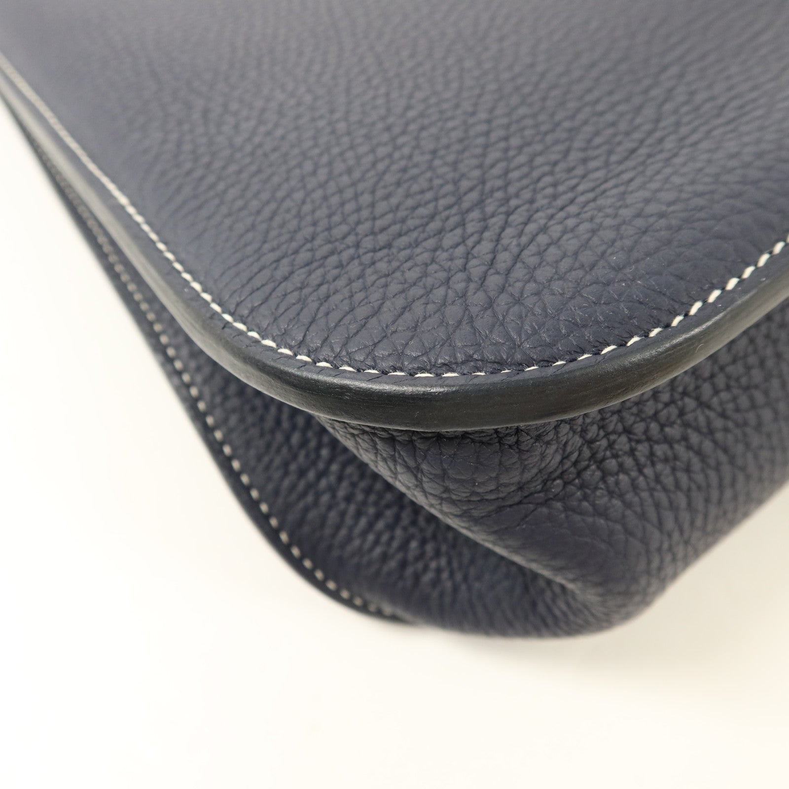 HERMES Clemence皮革Halzan 31手挽肩背兩用袋Bleu Indigo/Bleu Nuit