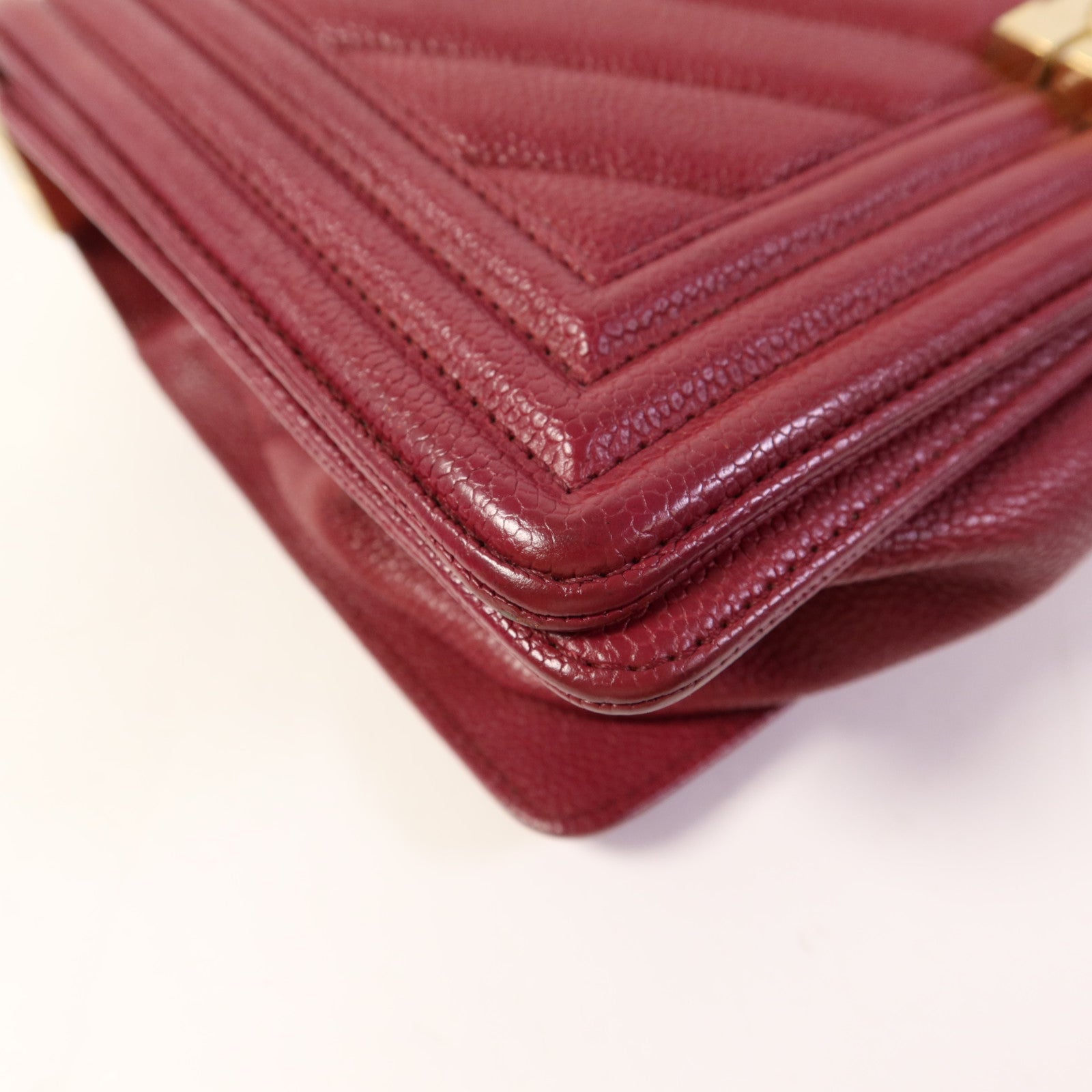 CHANEL 牛皮皮革Boy 25金扣鏈帶肩背袋