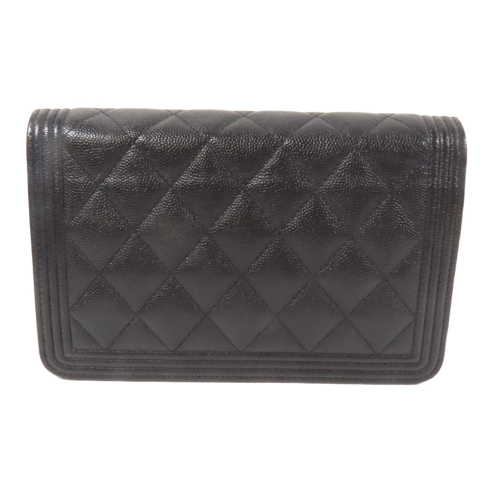 CHANEL 牛皮皮革Boy WOC金扣鏈帶肩背袋