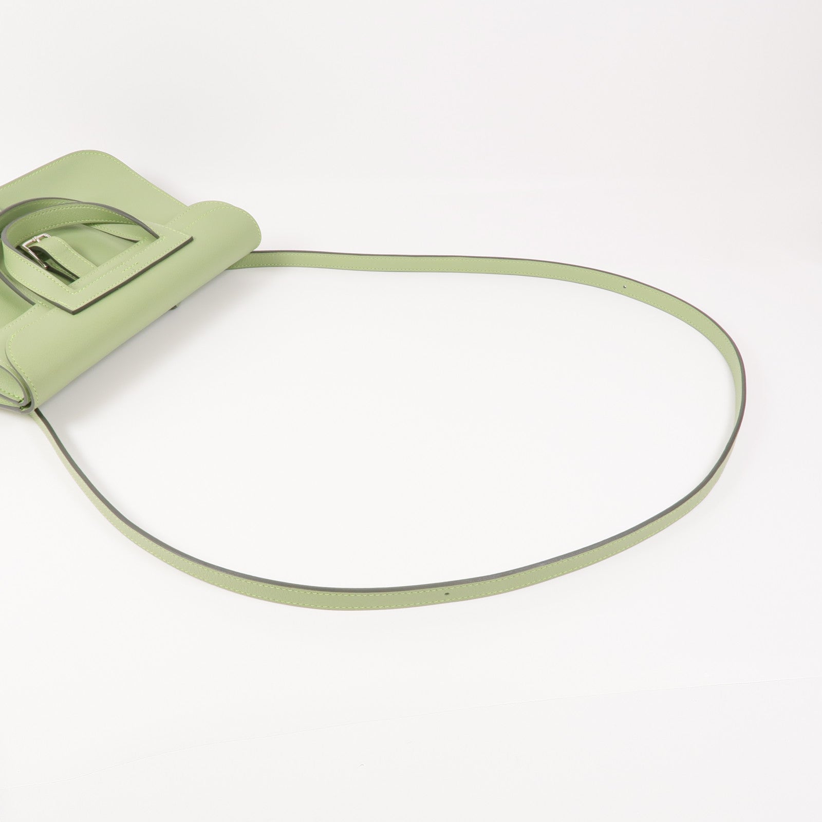 HERMES Evercolor皮革Halzan 25銀扣手挽肩背兩用袋Vert Criquet