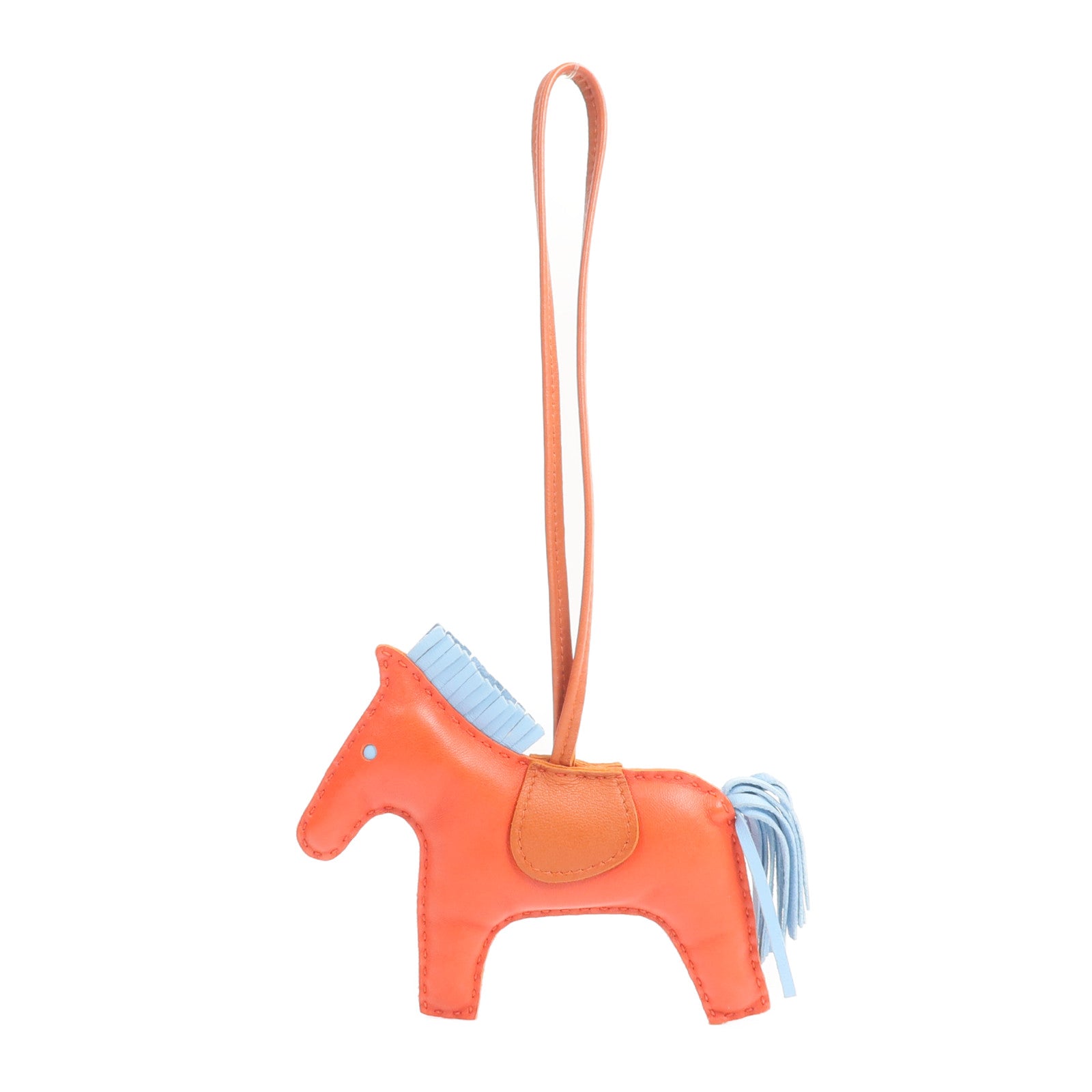 HERMES Milo皮革Rodeo MM掛飾Capucine/Celeste/Rouge Duchesse