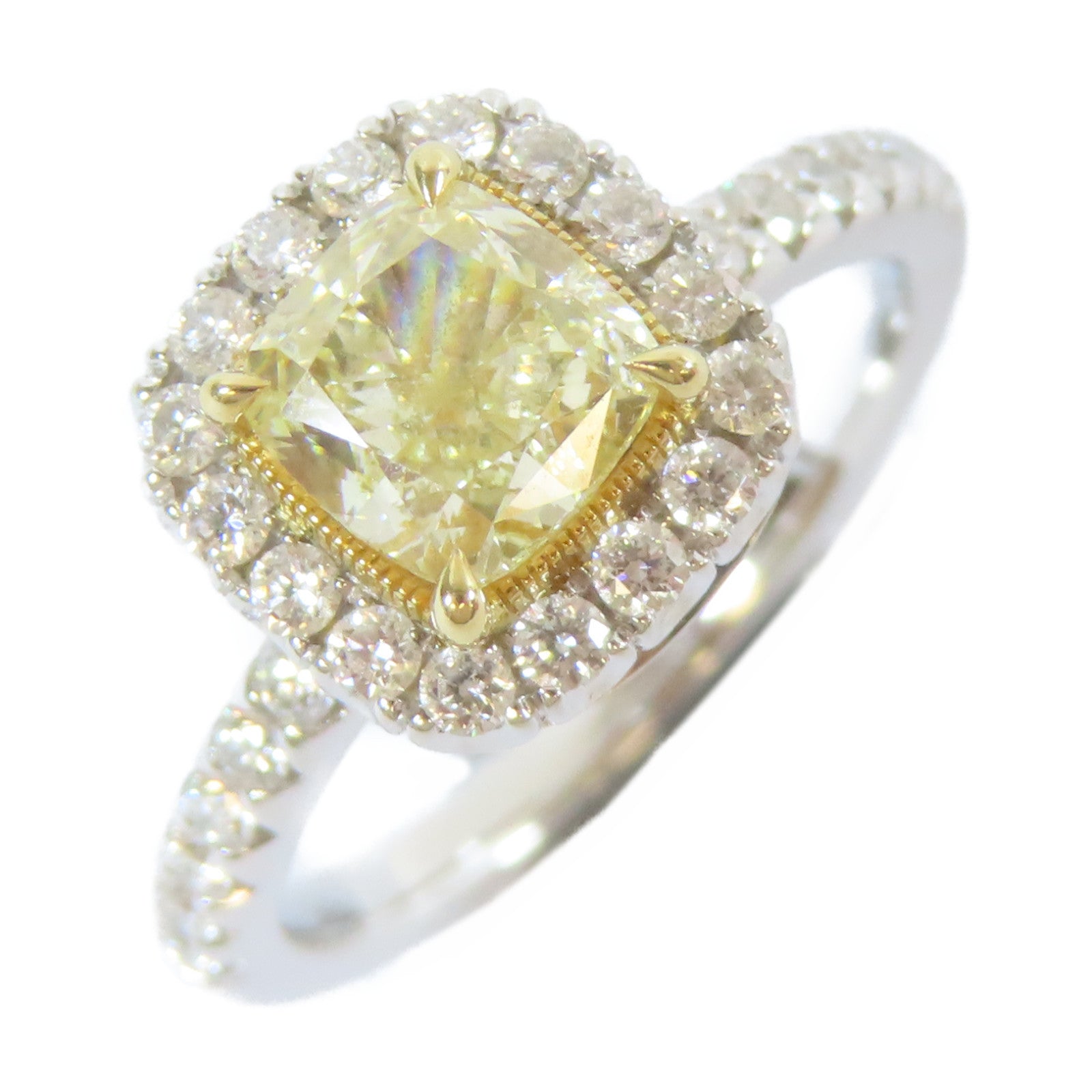JEWELRY 18K白金Yellow Diamond Ring1.28ct鑽石戒指US#5.5