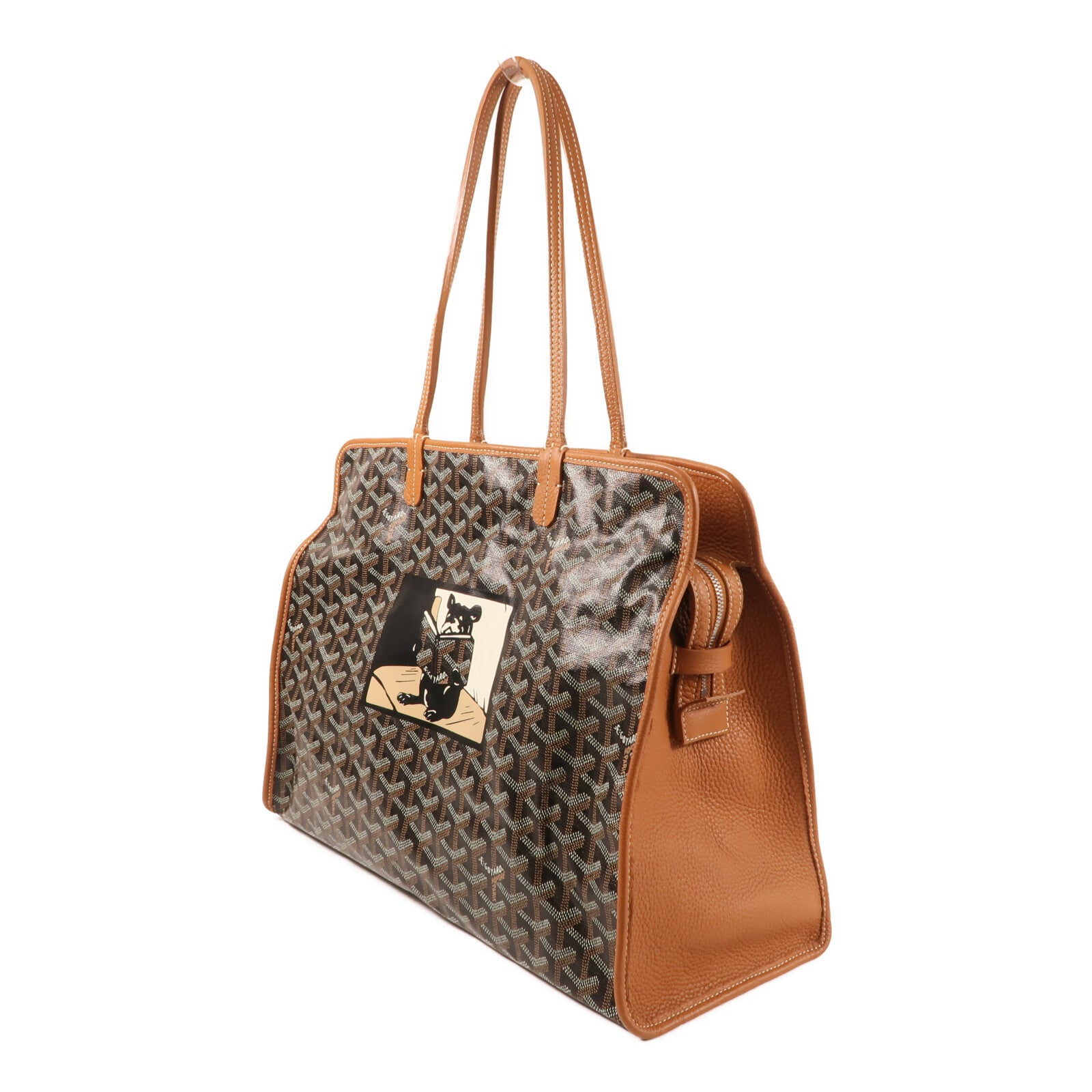 GOYARD 塗層帆布Hardy PM銀扣手挽袋