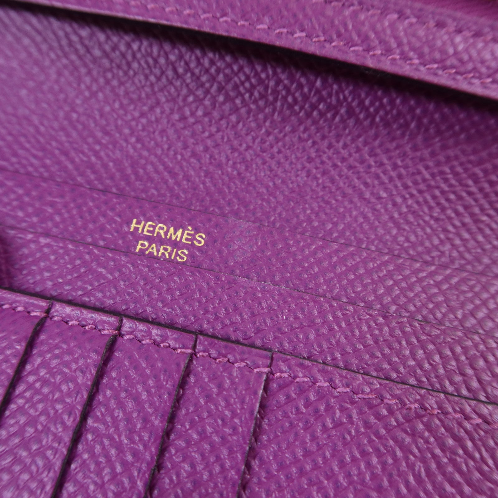 HERMES Epsom皮革Bearn Bifold Wallet金扣錢包Raisin/Anemone
