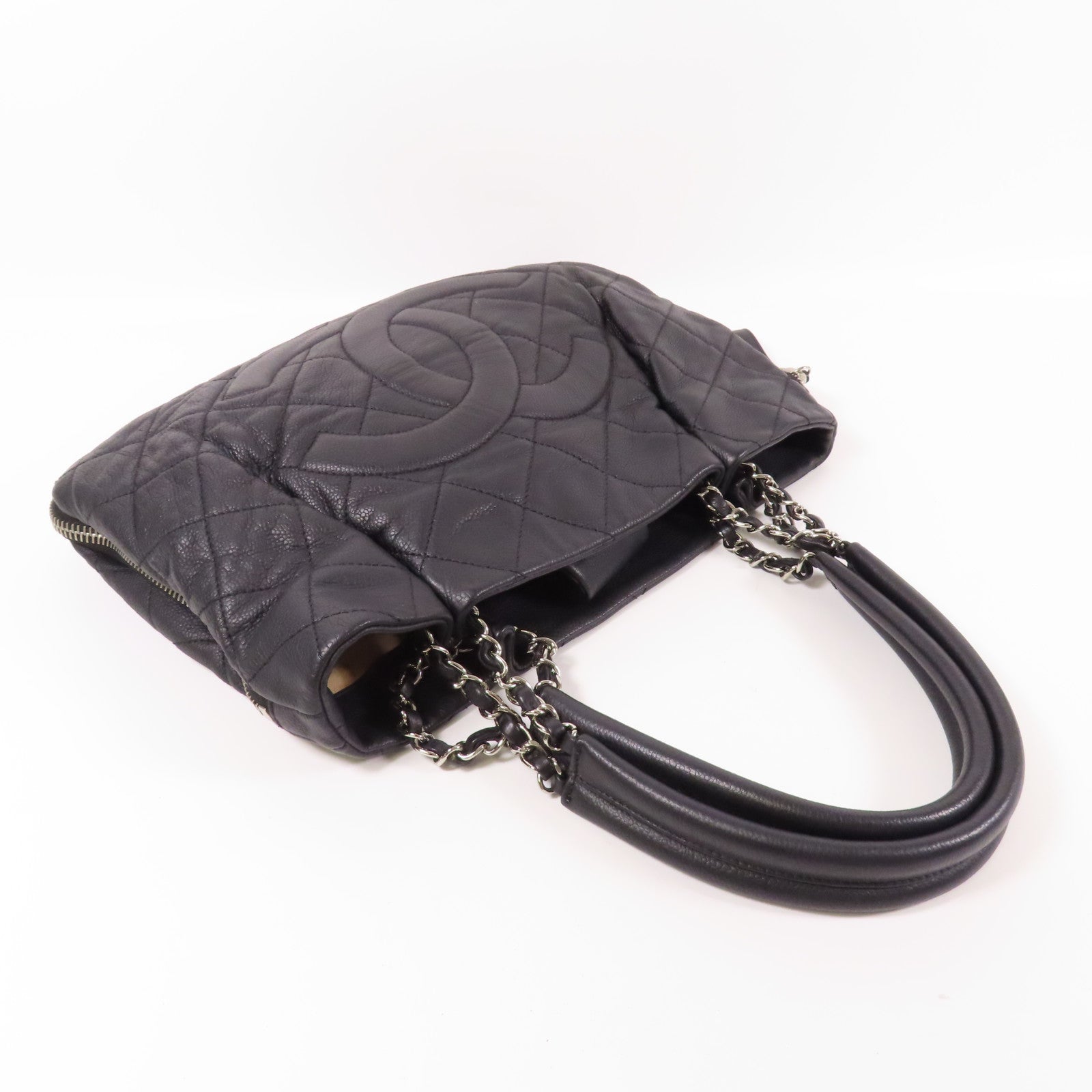 CHANEL 牛皮皮革Shoulder Bag銀扣肩背袋