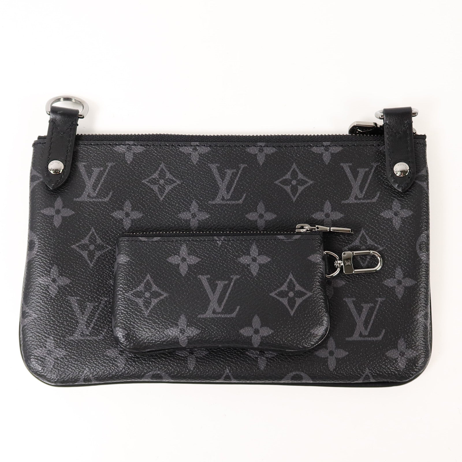 LOUIS VUITTON Monogram Eclipse Reverse Trio Messenger肩背袋灰色
