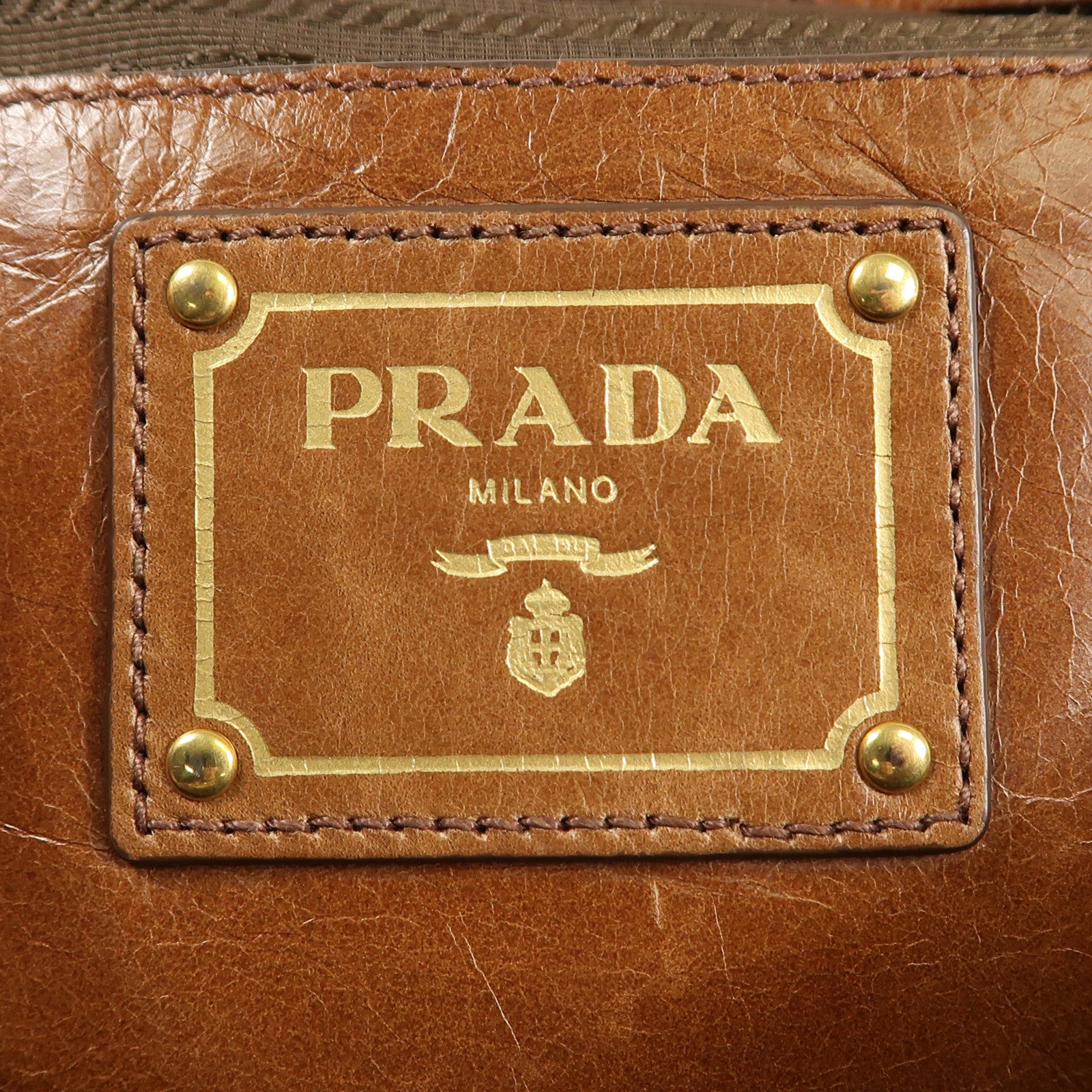 PRADA 牛皮皮革Bauletto Bag金扣手挽肩背兩用袋