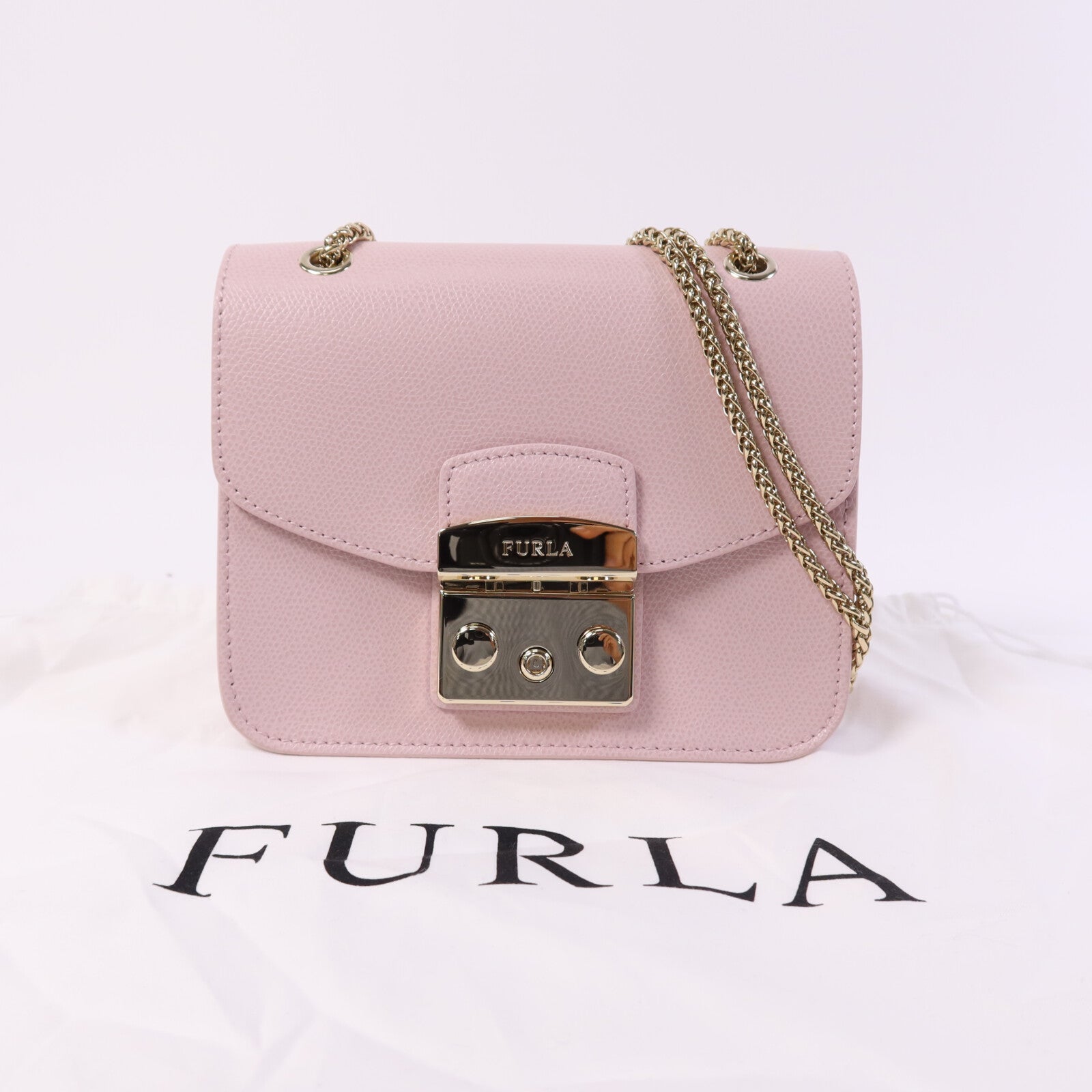 Furla 【激減優惠】牛皮皮革Mini Metropolis金扣鏈帶肩背袋