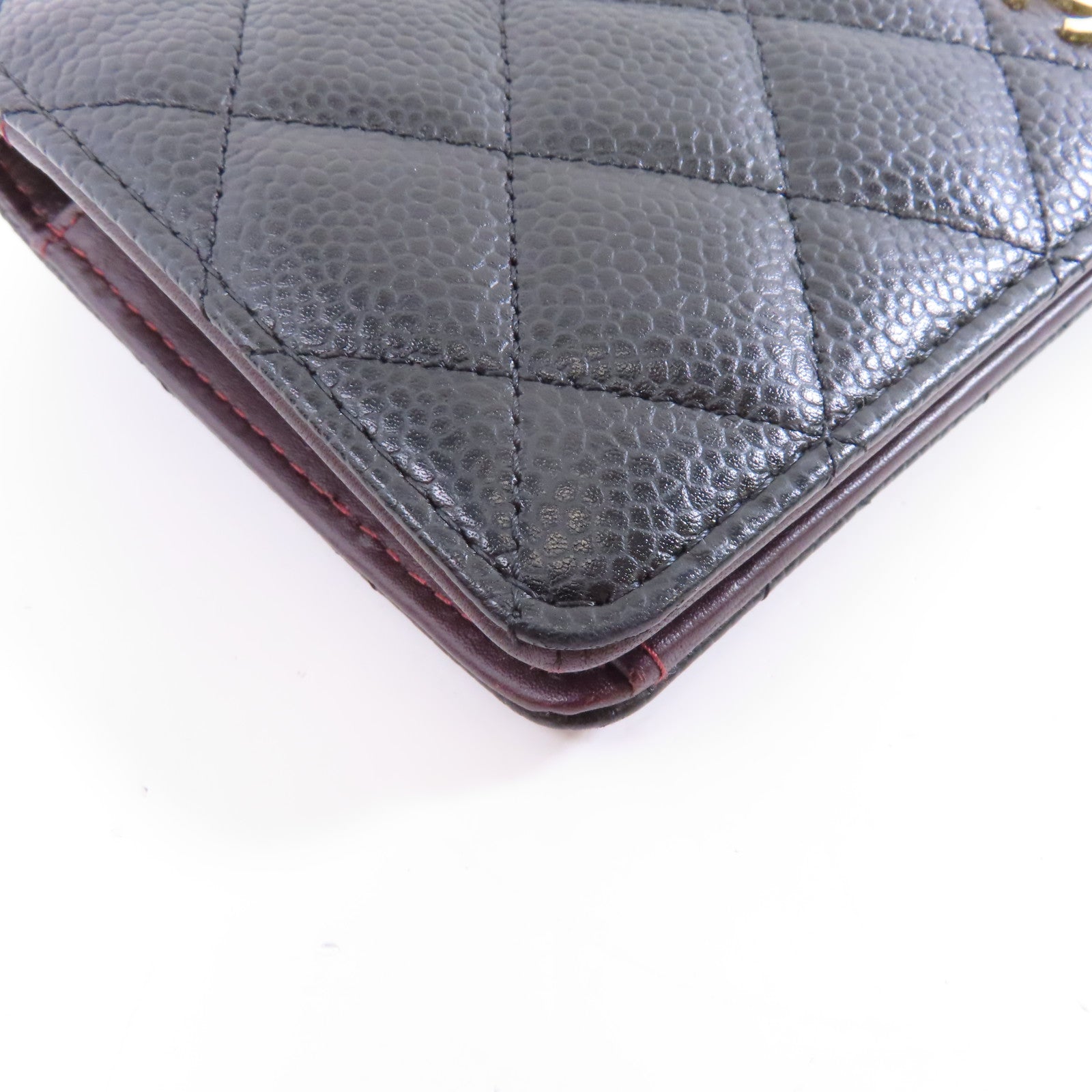 CHANEL 菱格Caviar皮革Long Wallet金扣長錢包黑色