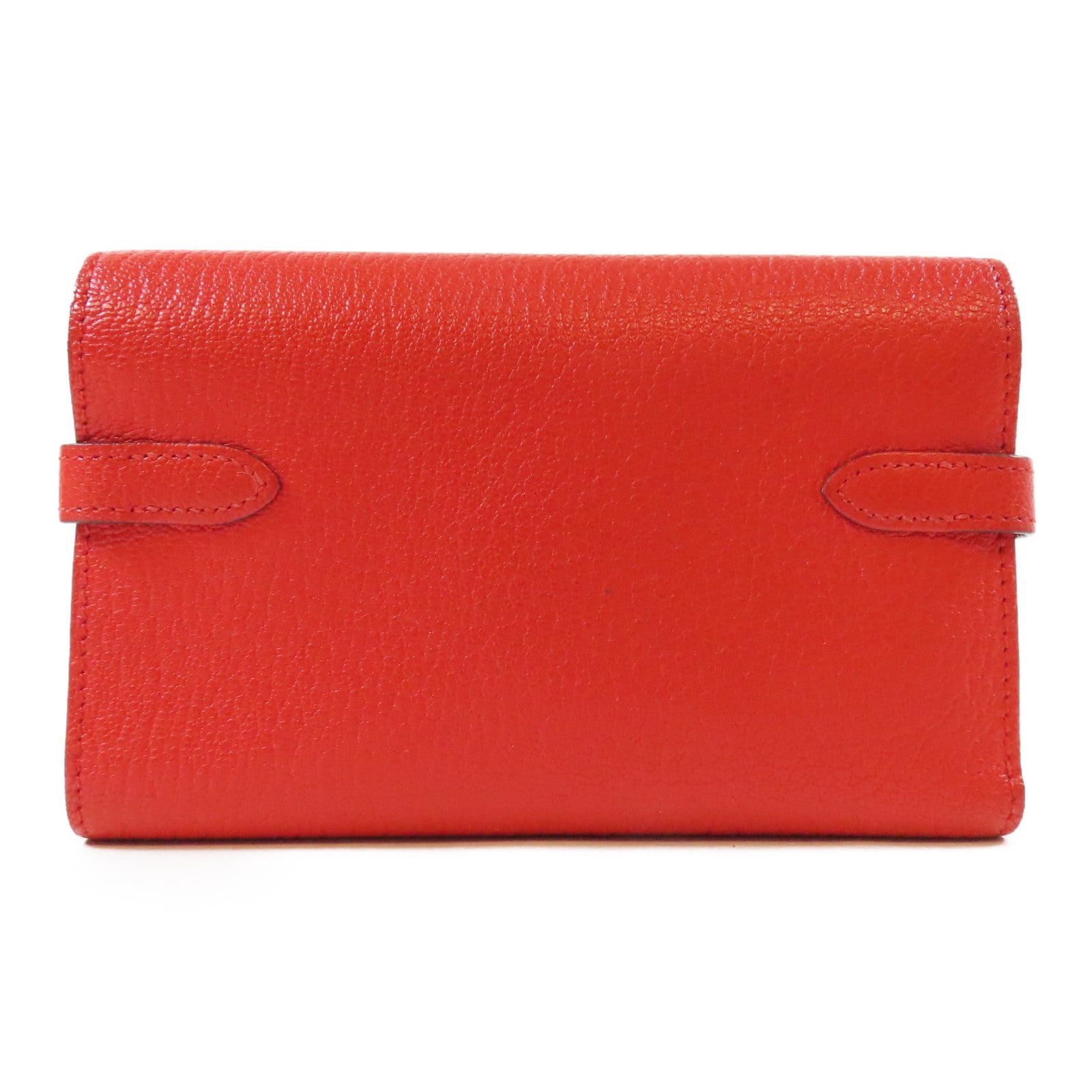 HERMES 【激減優惠】Chevre皮革Kelly Wallet金扣錢包Rouge Tomate/紅色