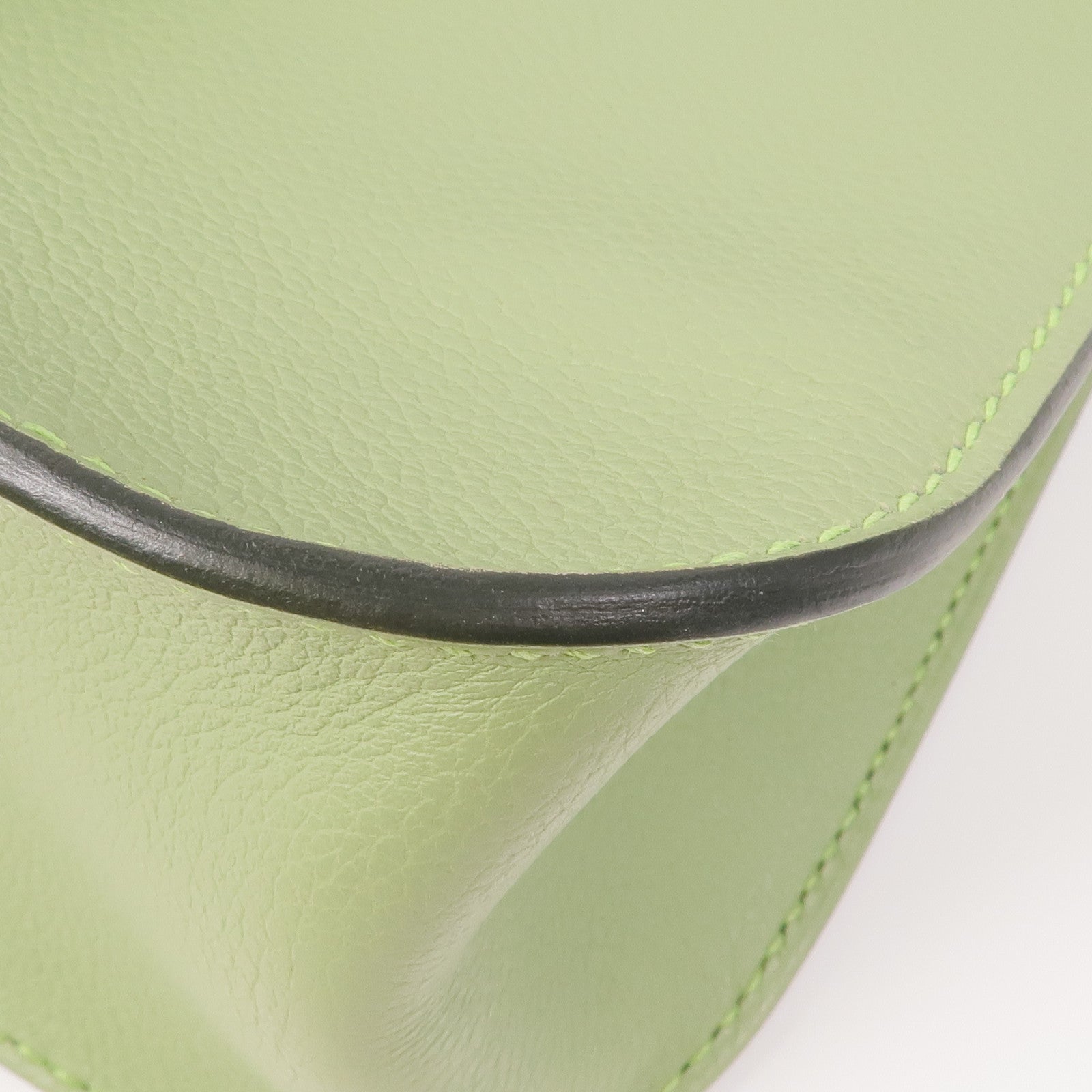 HERMES Evercolor皮革Halzan 25銀扣手挽肩背兩用袋Vert Criquet