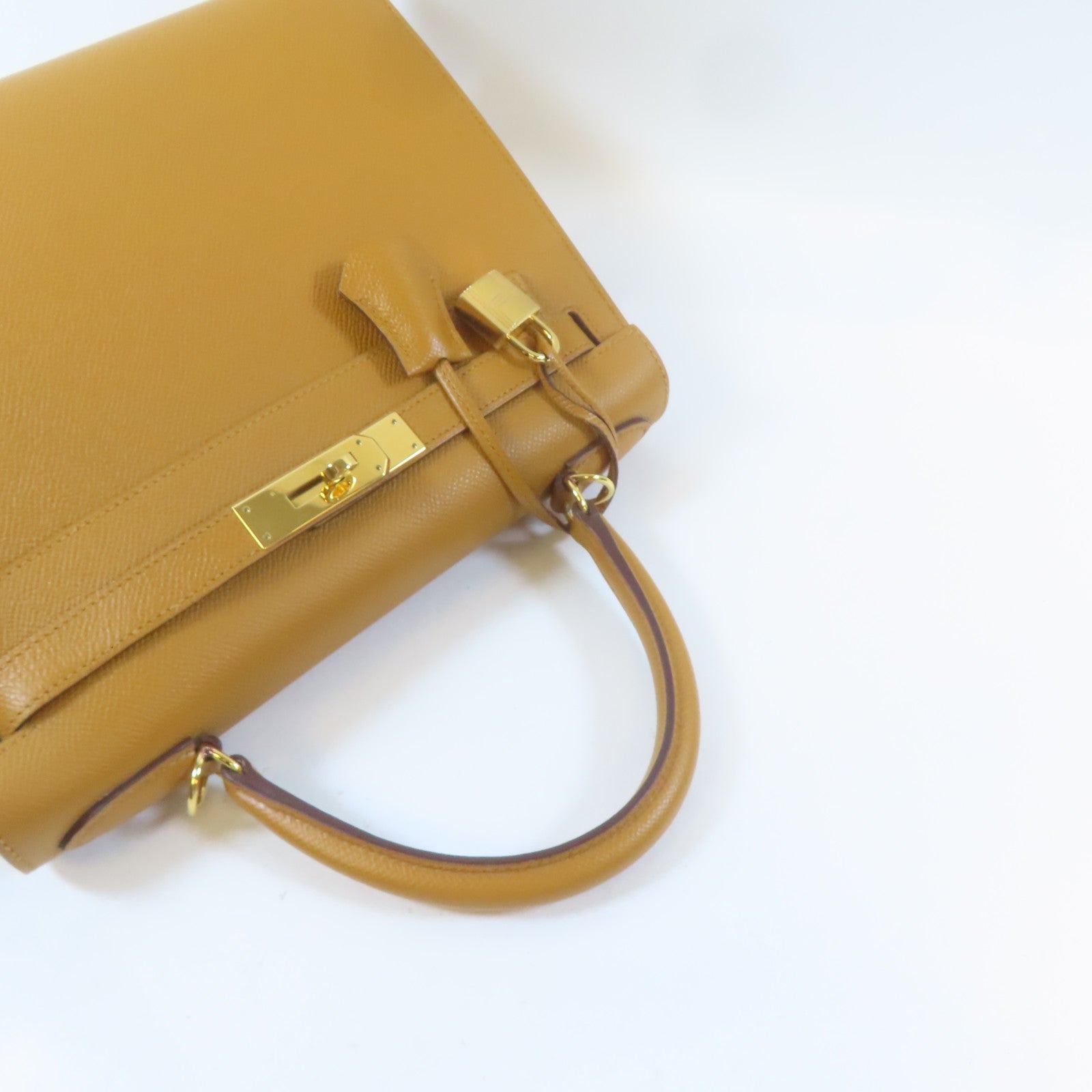 HERMES Epsom皮革Kelly 28金扣手挽肩背兩用袋Caramel/啡色