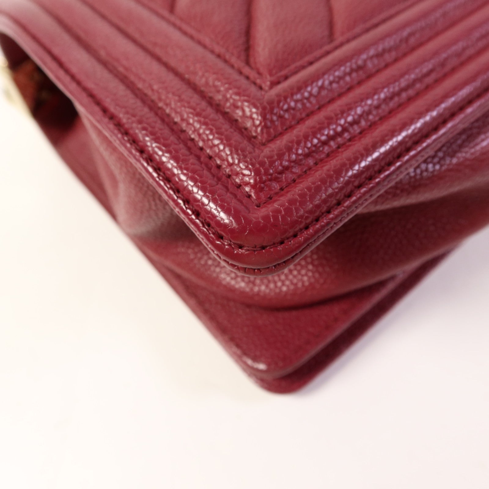 CHANEL 牛皮皮革Boy 25金扣鏈帶肩背袋