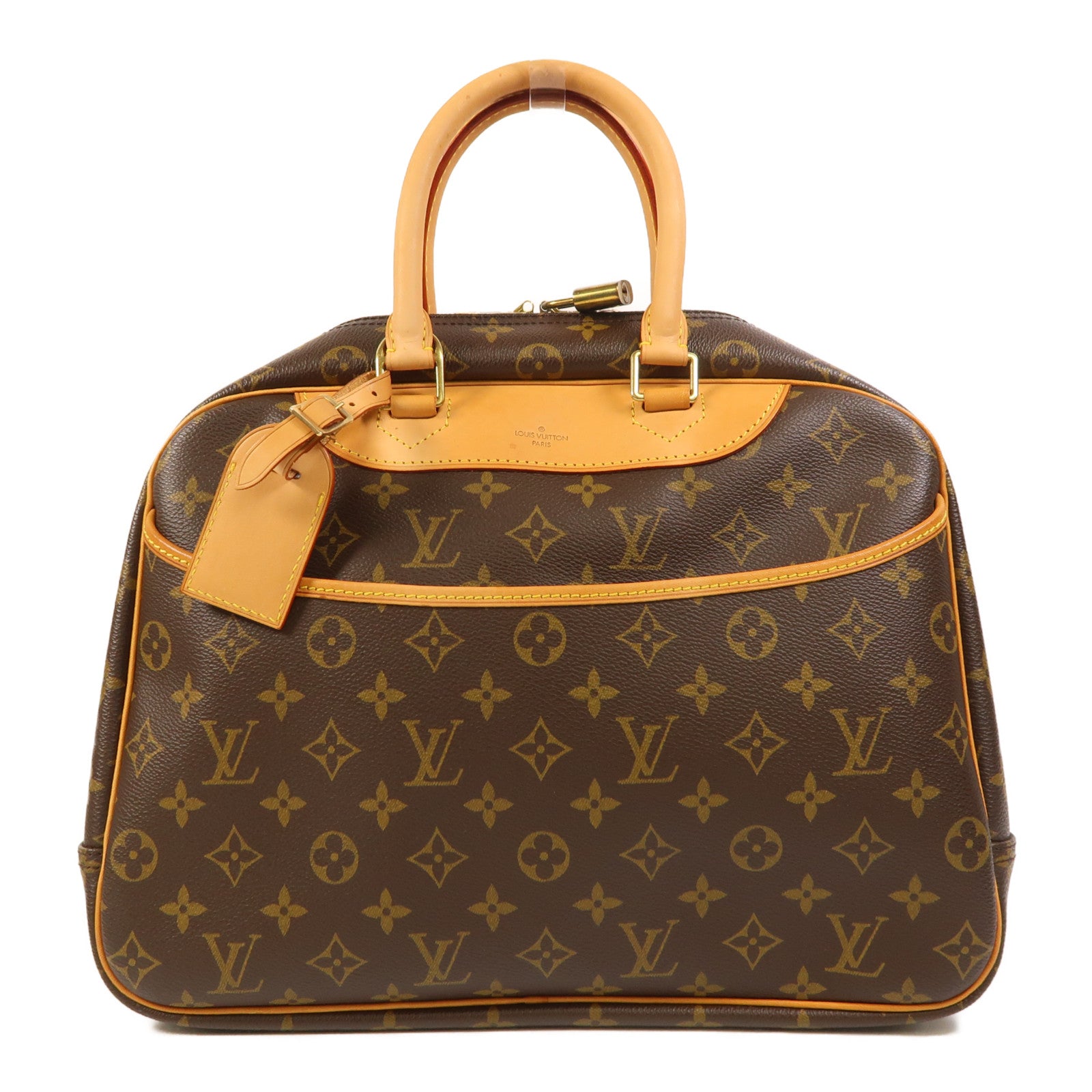 LOUIS VUITTON Monogram Deauville金扣手挽袋棕色