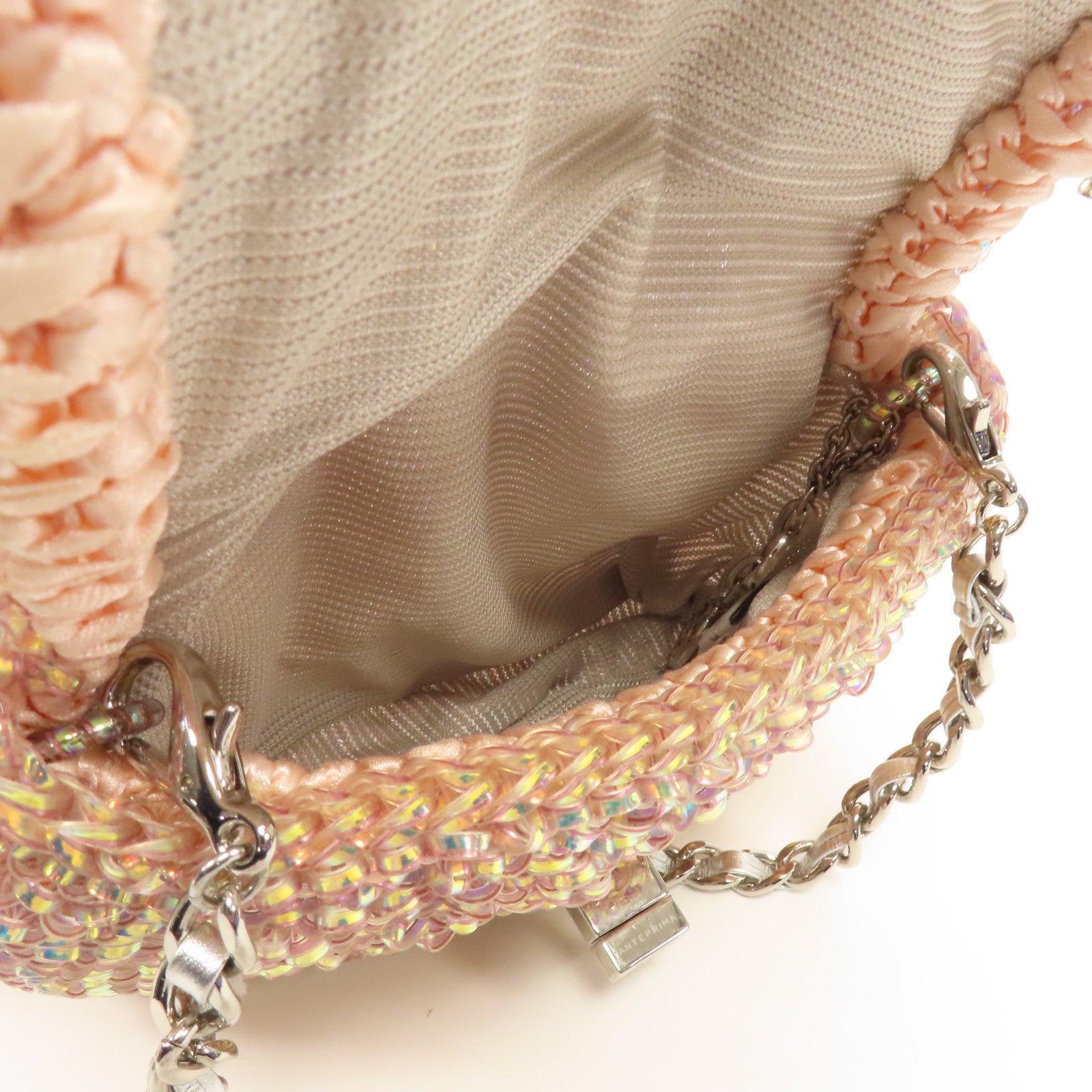 ANTEPRIMA PVC Chain Shoulder Bag銀扣鏈帶肩背袋粉紅色