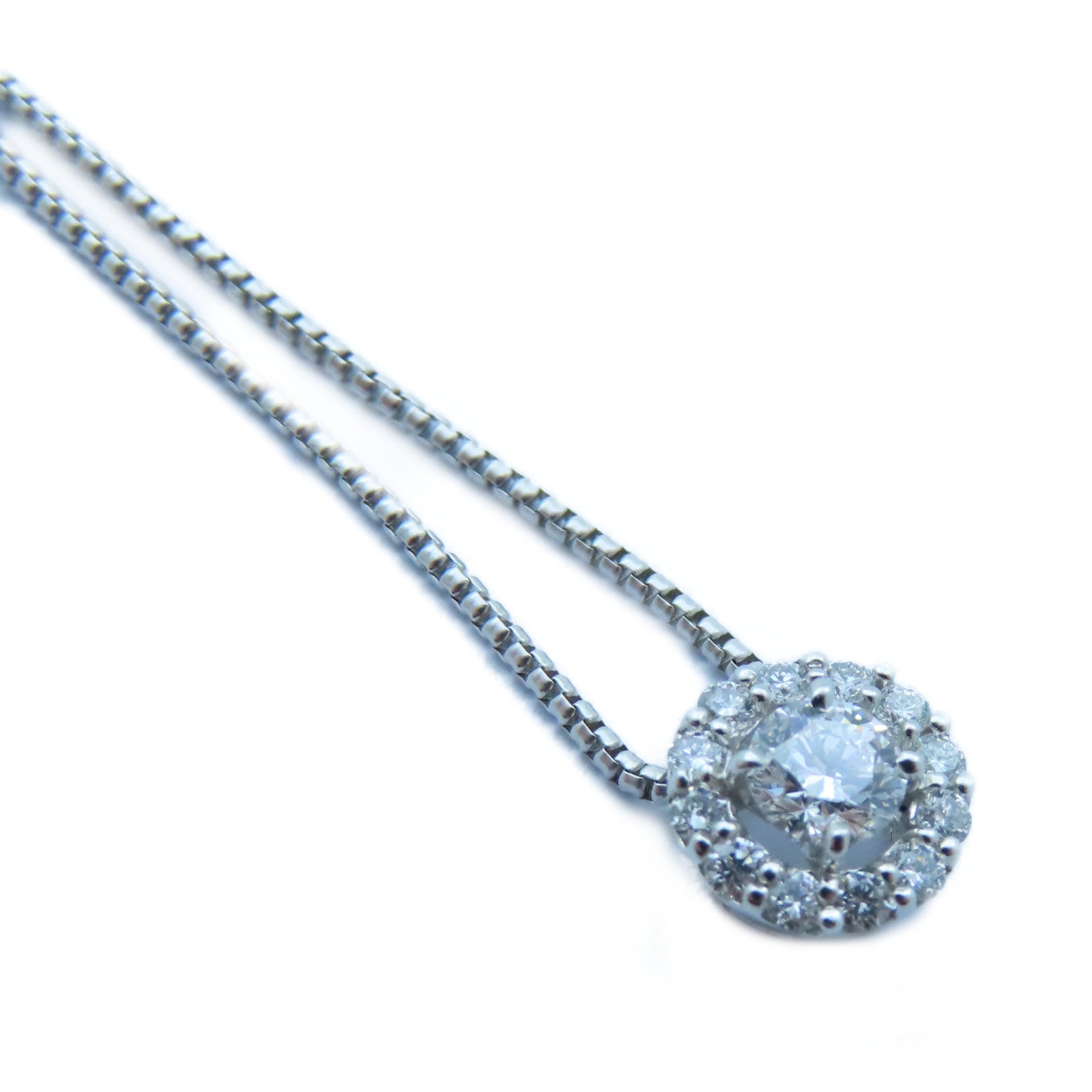 JEWELRY 【激減優惠】PT900白金/18K白金Diamond Necklace 0.166ct/0.10ct鑽石項鍊#44cm