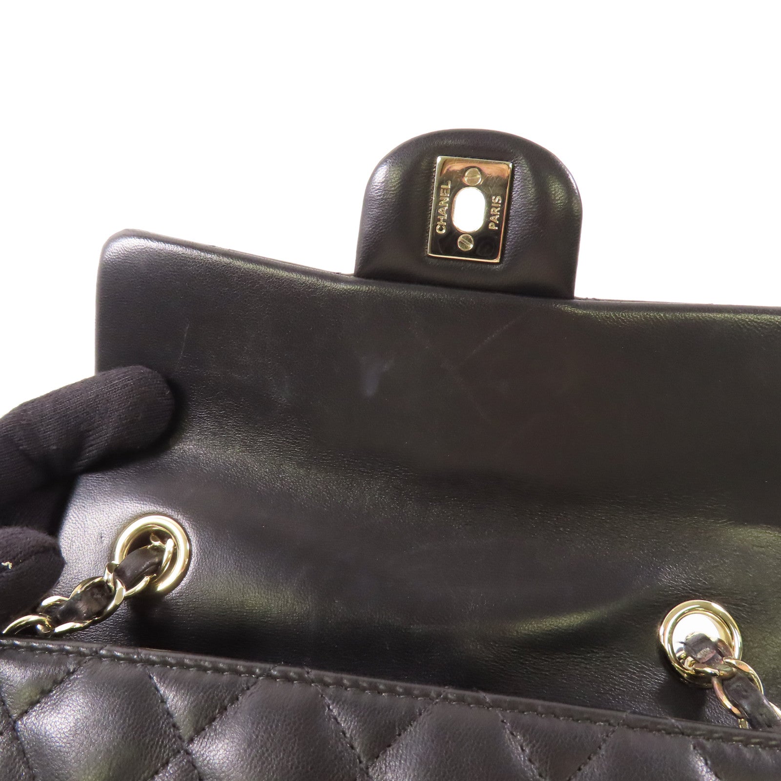 CHANEL 羊皮皮革Shoulder Bag銀扣鏈帶肩背袋