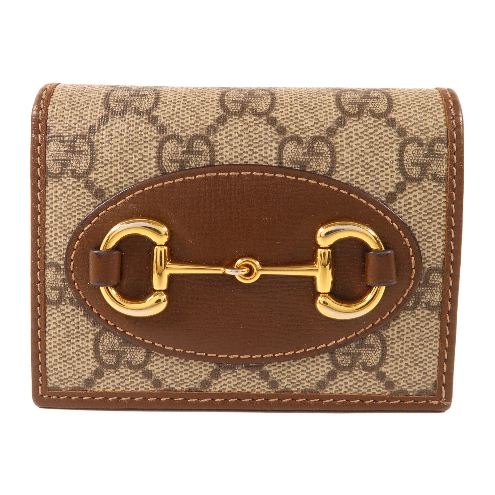 GUCCI 塗層帆布Horsebit 1955金扣錢包