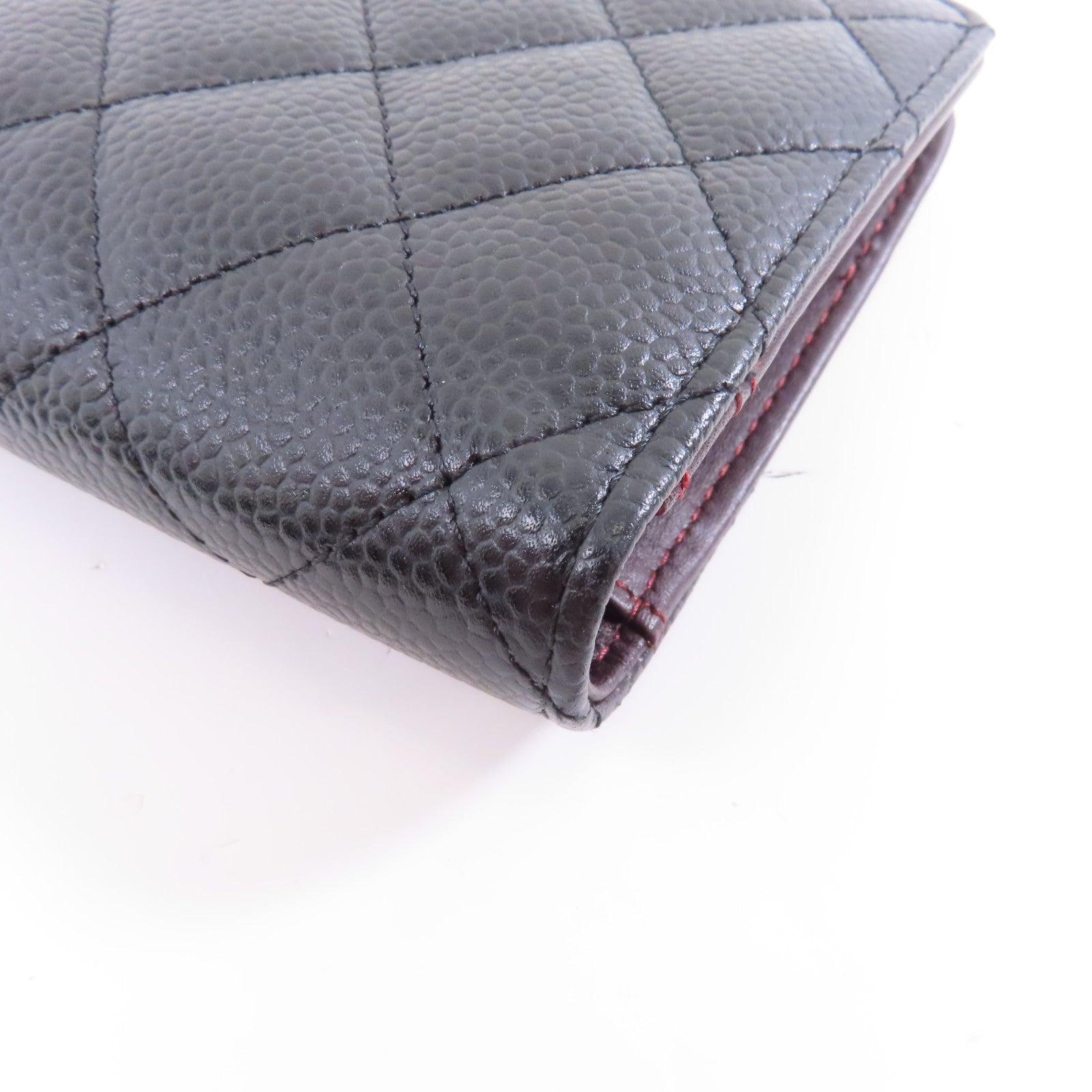 CHANEL 菱格Caviar皮革Long Wallet金扣長錢包黑色