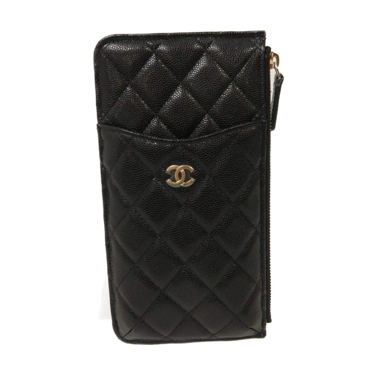 CHANEL 【激減優惠】菱格Caviar皮革Clutch Bag金扣手拿包黑色